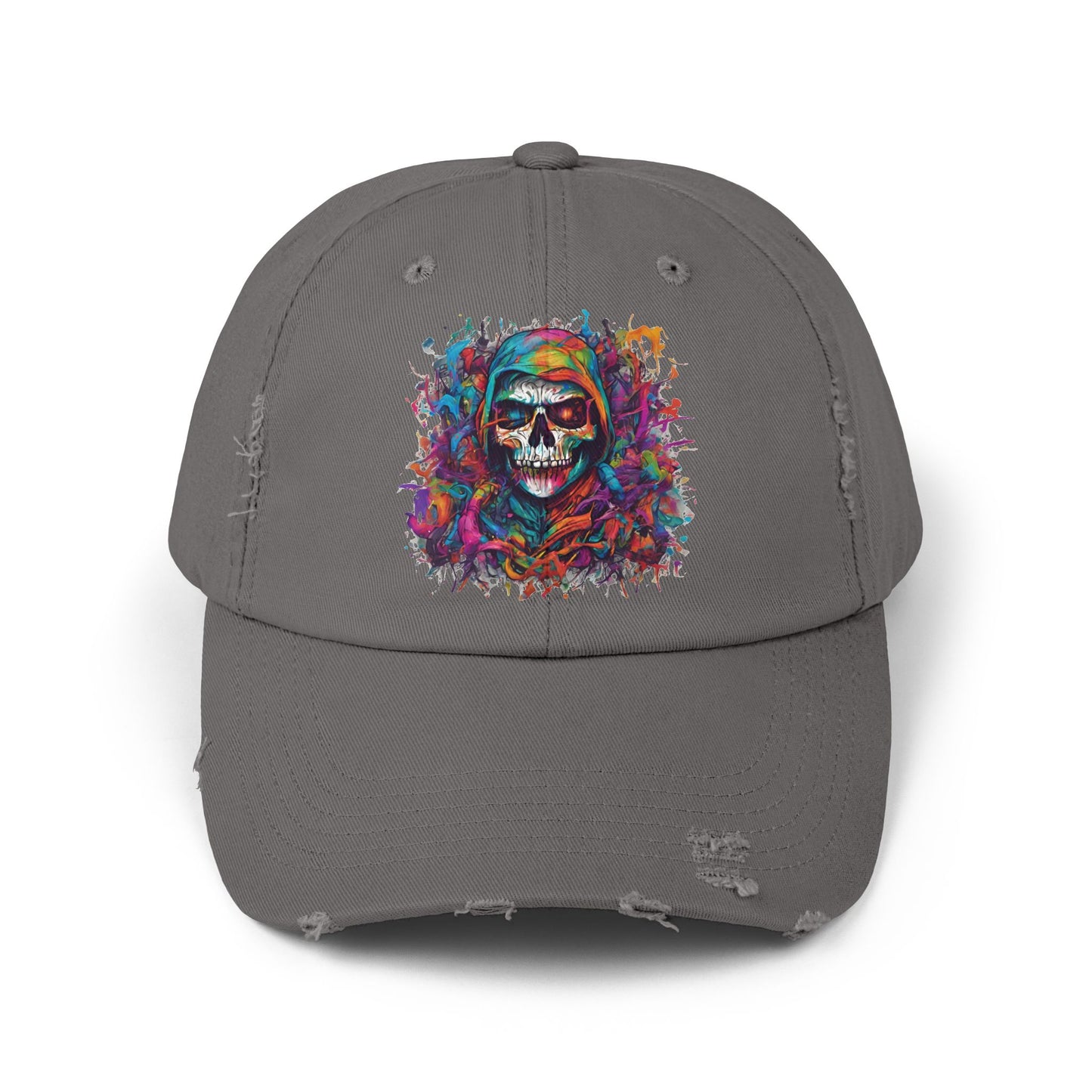Abstract Art Unisex Cap | Masters of the Universe Inspired Hat | Rainbow Psychedelic Skull Spring Fishing Cap | Evil Scareglow Skeletor Gift