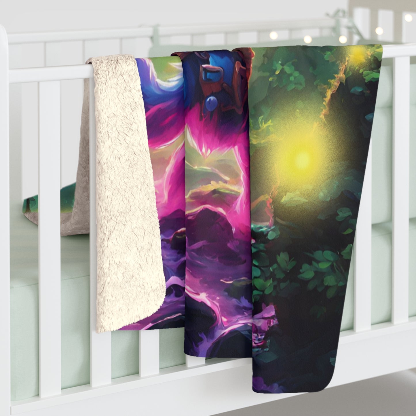 Warrior Cat Blanket, Cat Lovers Gift, Glowing Firefly, Neon Kitten, Plush Sherpa, Night Forest, Fleece, Armored Sword, Kitty Bed Cover Throw
