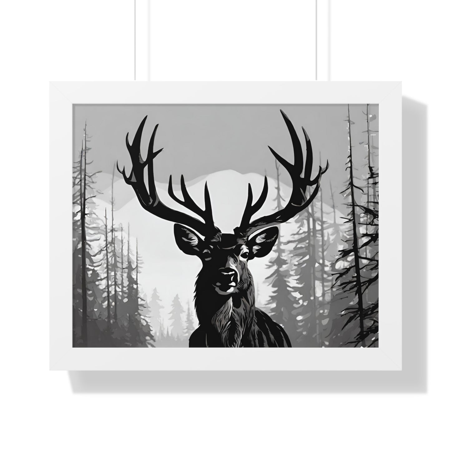 Animal Wall Art, Deer Hunter Picture, Big Buck Print, Hunting Cabin, Shadow Wall Hanging, Winter Snow Image, Living Room Poster, Framed Art