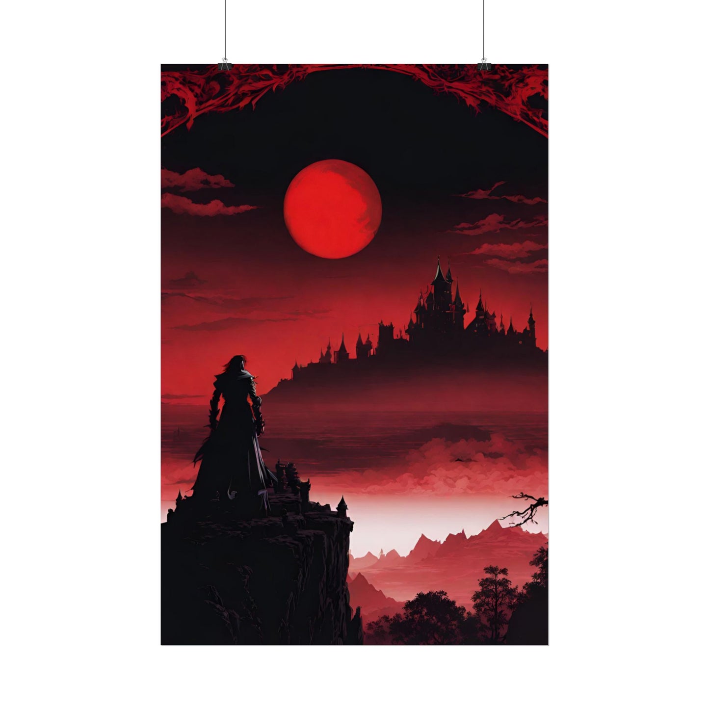 Castlevania Belmont Video Game Room Wall Decor | What A Horrible Night to Traverse the Darkness Art | Dracula Castle Vampire Wall Hanging