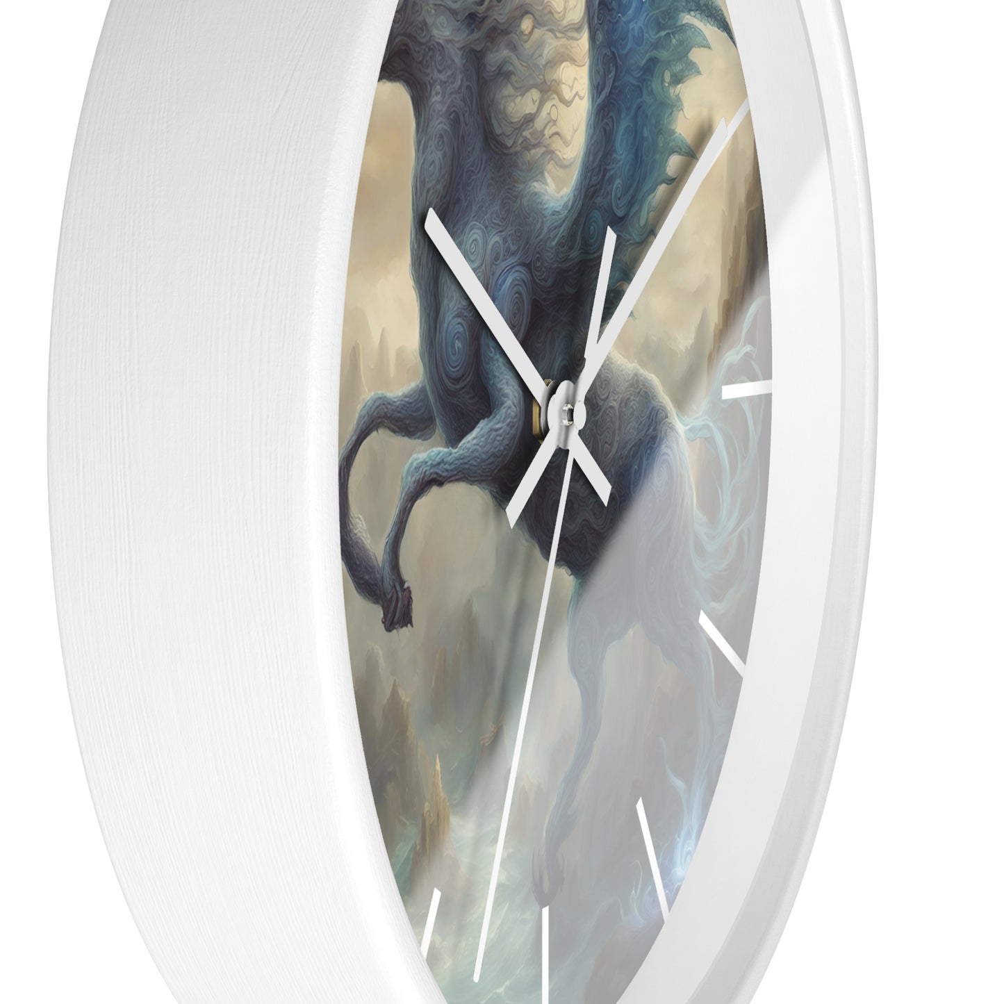 Majestic Myths Art Clock | Electrified Pegasus Horse Wall Hanging | Mystical Winged Blue Lightning Fantasy Home Office Decor Gift