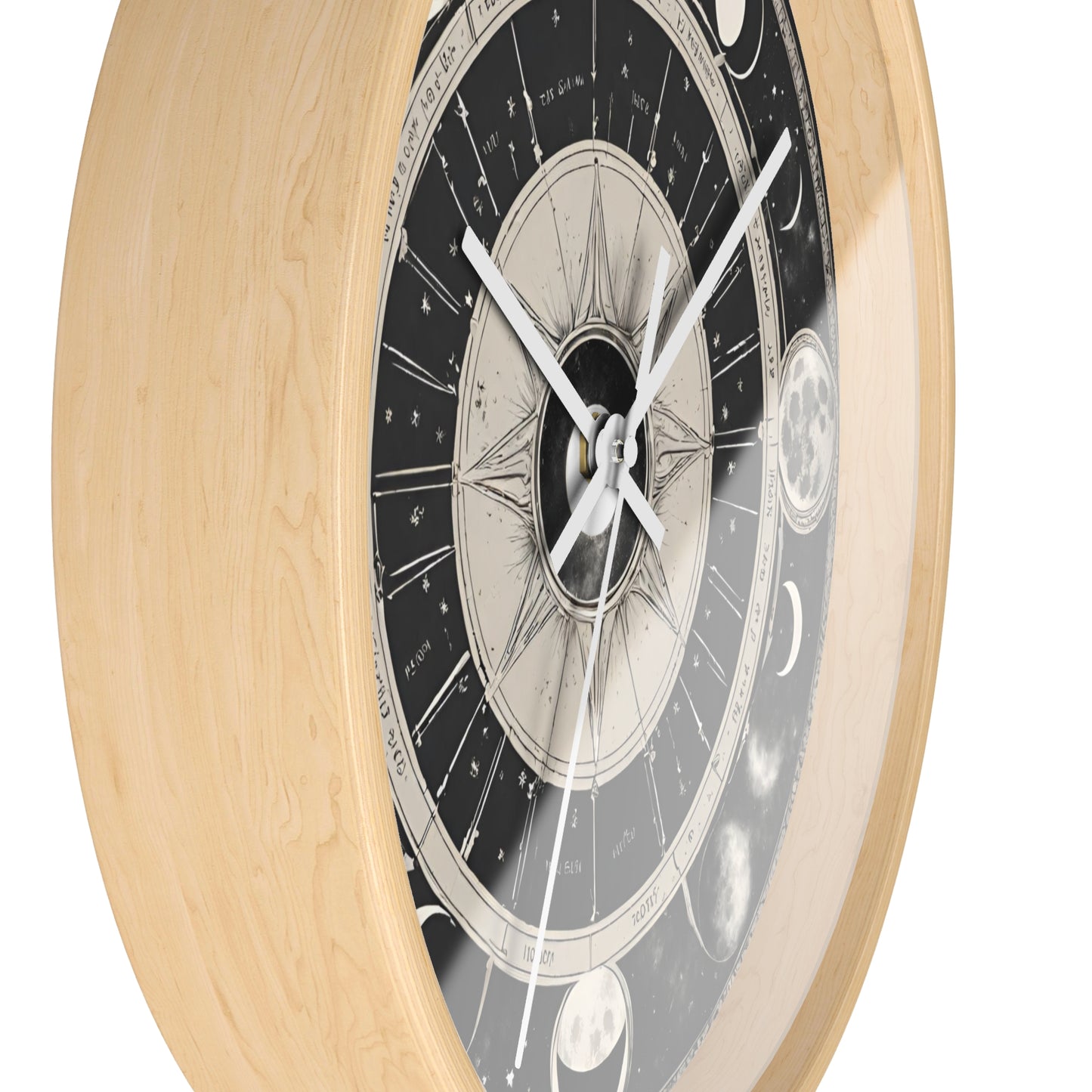 Moon Phases Wall Art Clock | Lunar Cycle Astronomy Wall Hanging | Home Office Solar System Wall Decor Gift