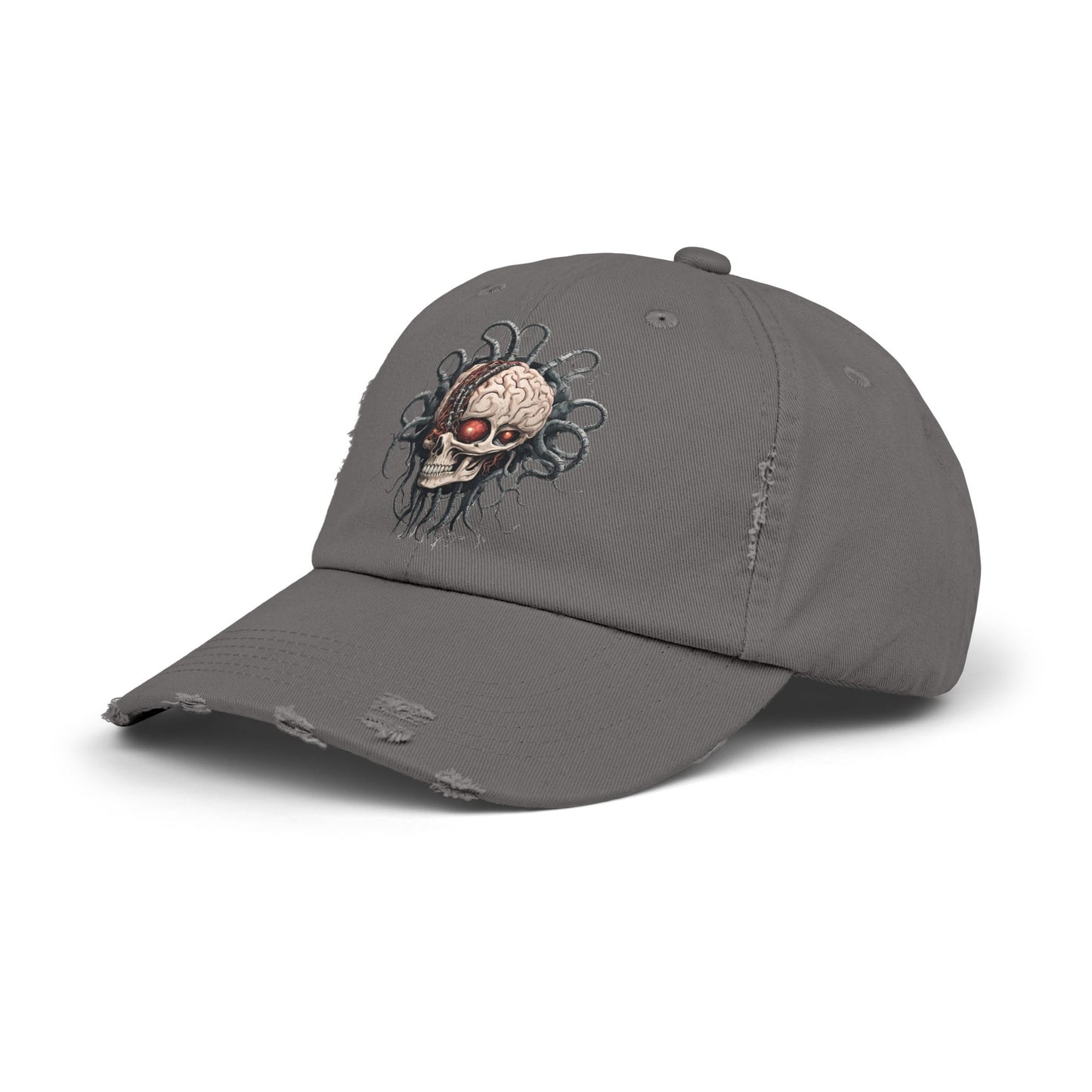 Alien Brain Robot Skull Hat, Contra Video Game Inspired Ball Cap, Metal Tentacle Cyborg Outer Space Bedroom Spring, Summer, Fishing Gift