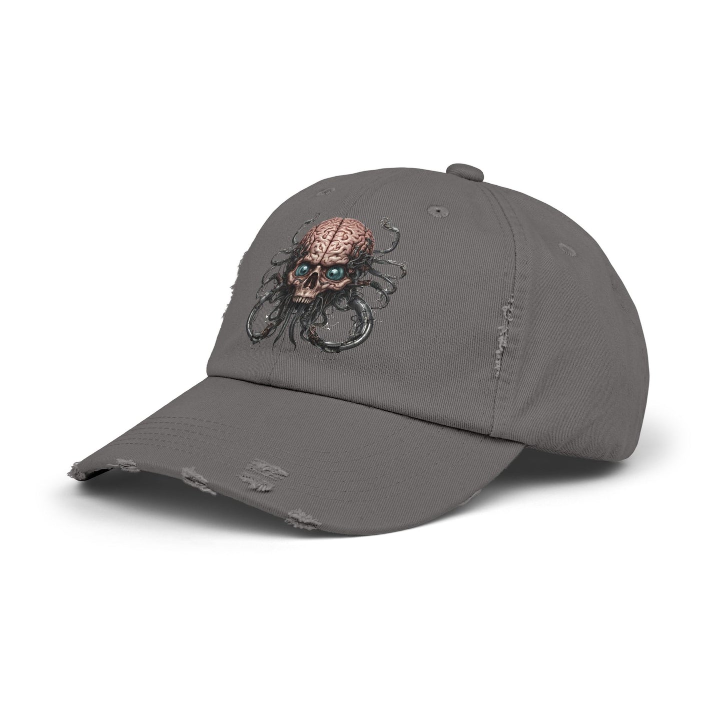 Alien Brain Robot Skull Hat, Contra Video Game Inspired Ball Cap, Metal Tentacle Cyborg Outer Space Bedroom Spring, Summer, Fishing Gift