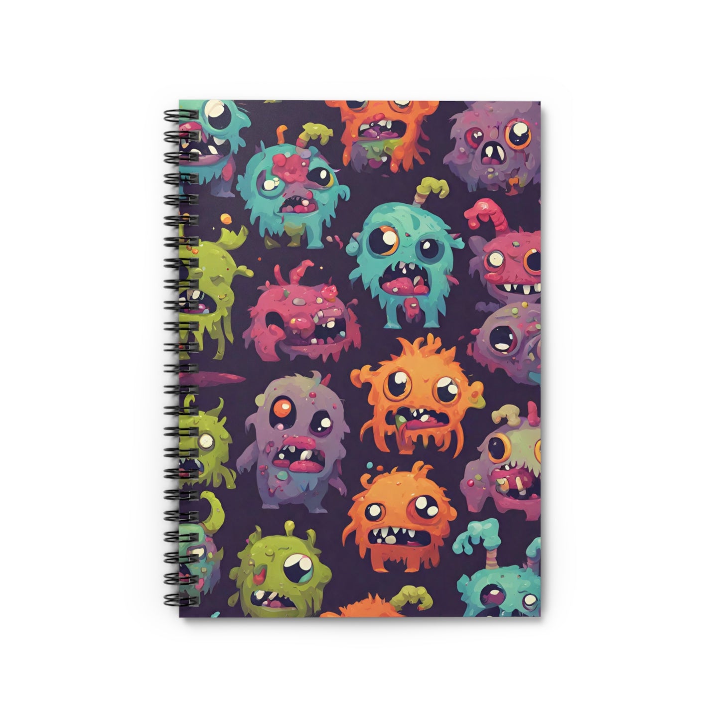 Kids Zombie Monster Fun Spiral Notebook | Gross Out Furry Creatures Colorful Rule Line Paper | Cute Fuzzy Tiny Monsters Child School Journal