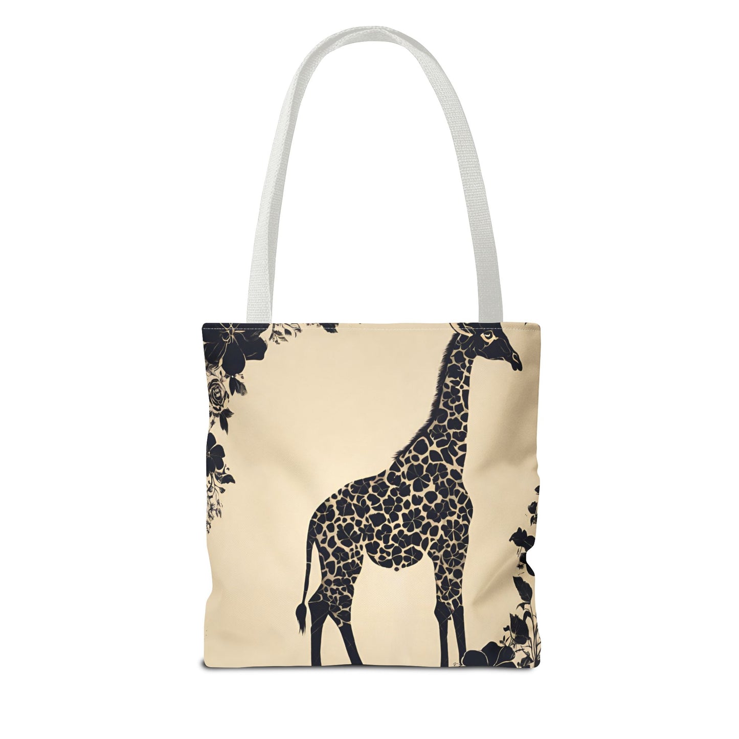 Giraffe Lovers Tote | Floral Safari Animal Grocery Bag | African Savanna Office Travel Carrier | Grassland Wood Forest Cotton Traveler