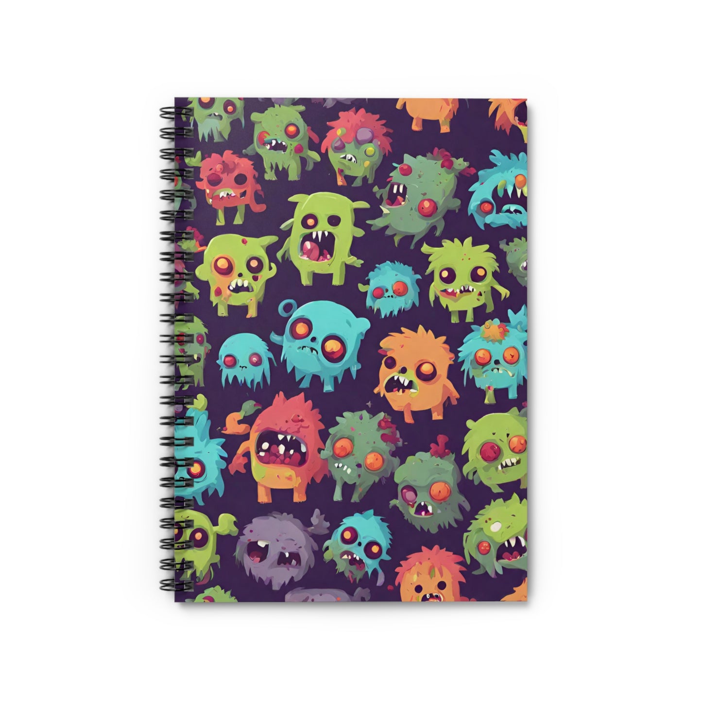 Kids Zombie Monster Fun Spiral Notebook | Gross Out Furry Creatures Colorful Rule Line Paper | Cute Fuzzy Tiny Monsters Child School Journal