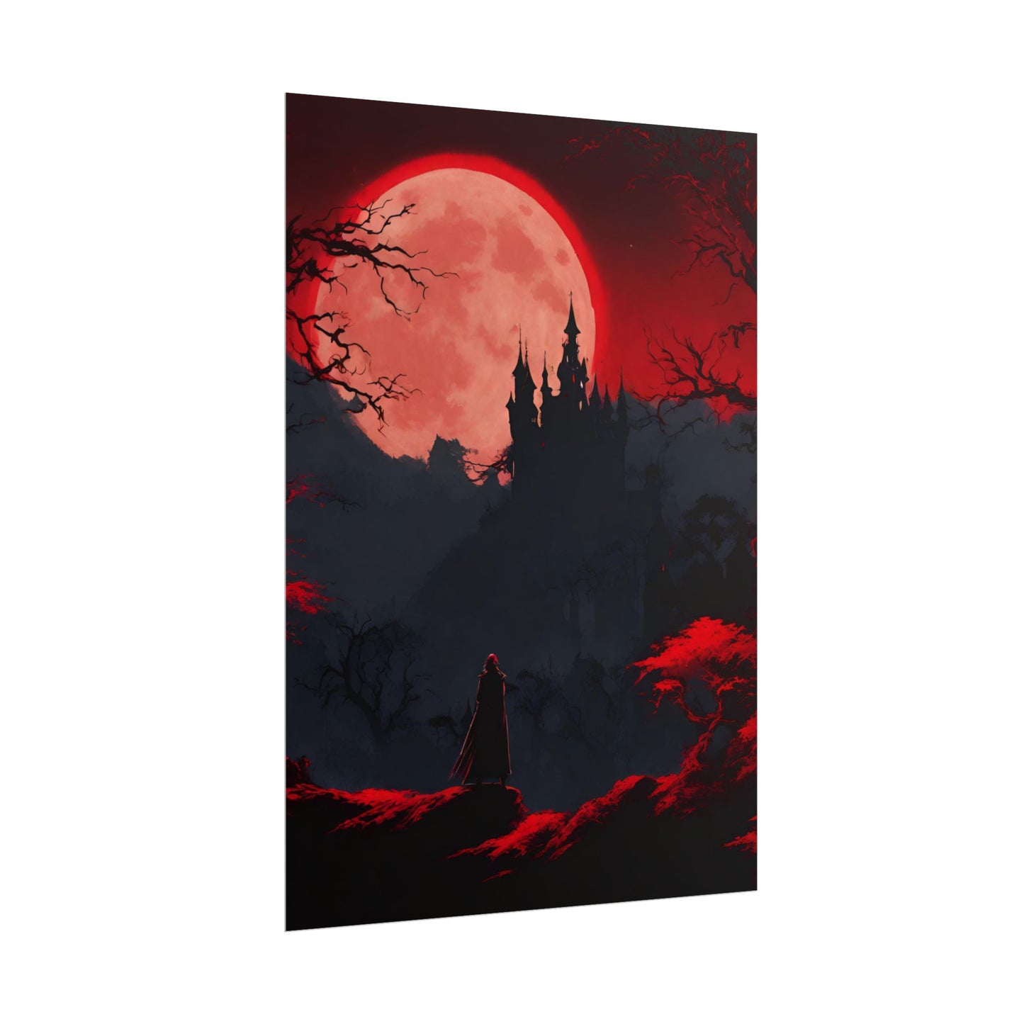 Castlevania Belmont Video Game Room Inspired Wall Decor | Cursed Ring of Lunar Blood Poster | Dracula Castle Vampire Night Wall Hanging