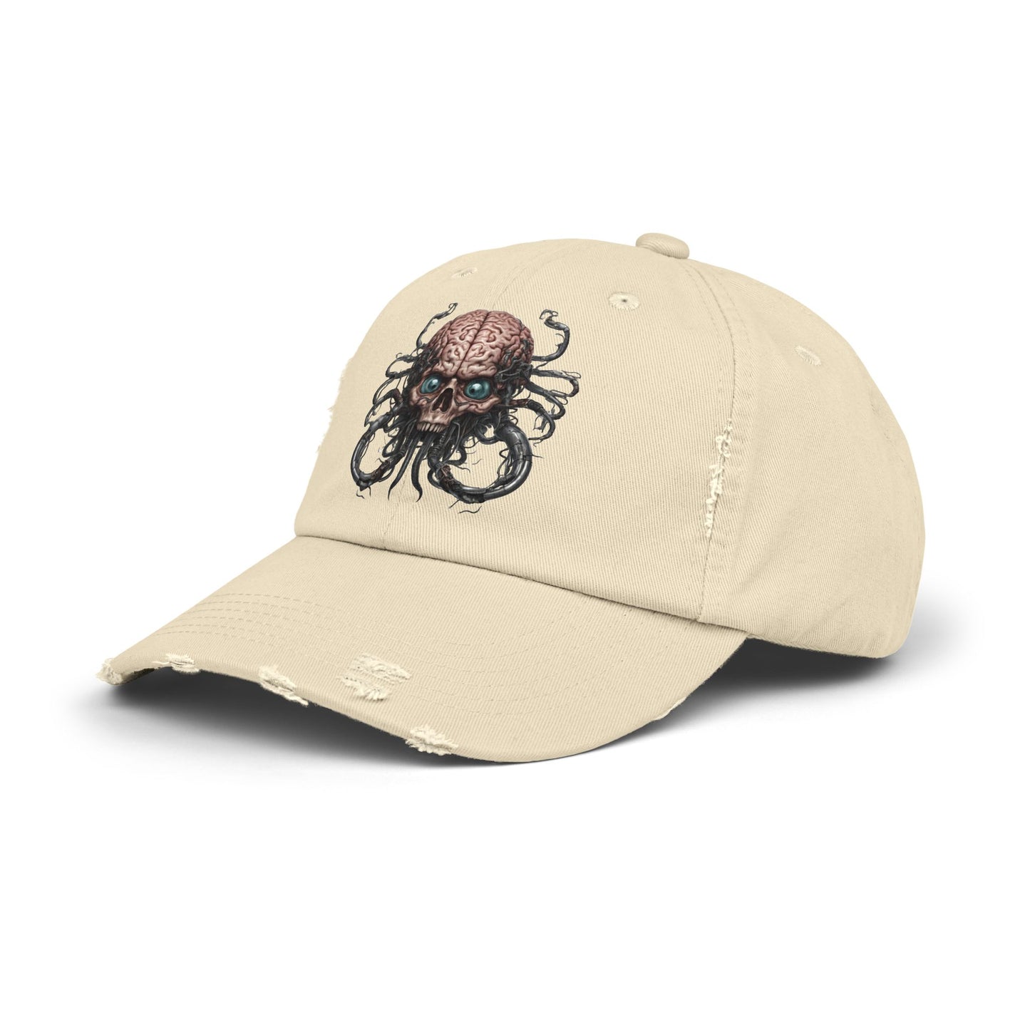 Alien Brain Robot Skull Hat, Contra Video Game Inspired Ball Cap, Metal Tentacle Cyborg Outer Space Bedroom Spring, Summer, Fishing Gift