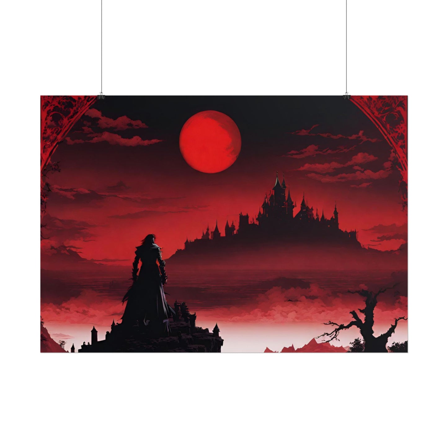 Castlevania Belmont Video Game Room Wall Decor | What A Horrible Night to Traverse the Darkness Art | Dracula Castle Vampire Wall Hanging