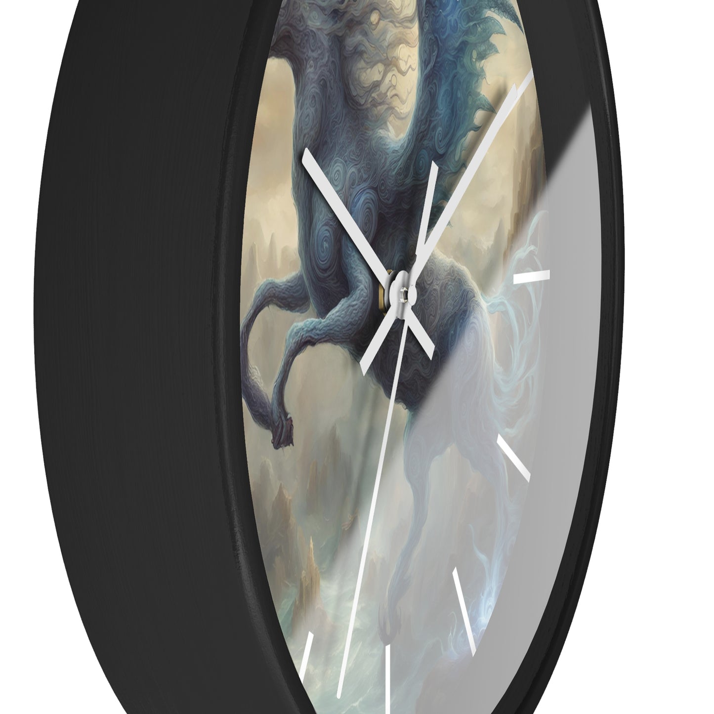 Majestic Myths Art Clock | Electrified Pegasus Horse Wall Hanging | Mystical Winged Blue Lightning Fantasy Home Office Decor Gift