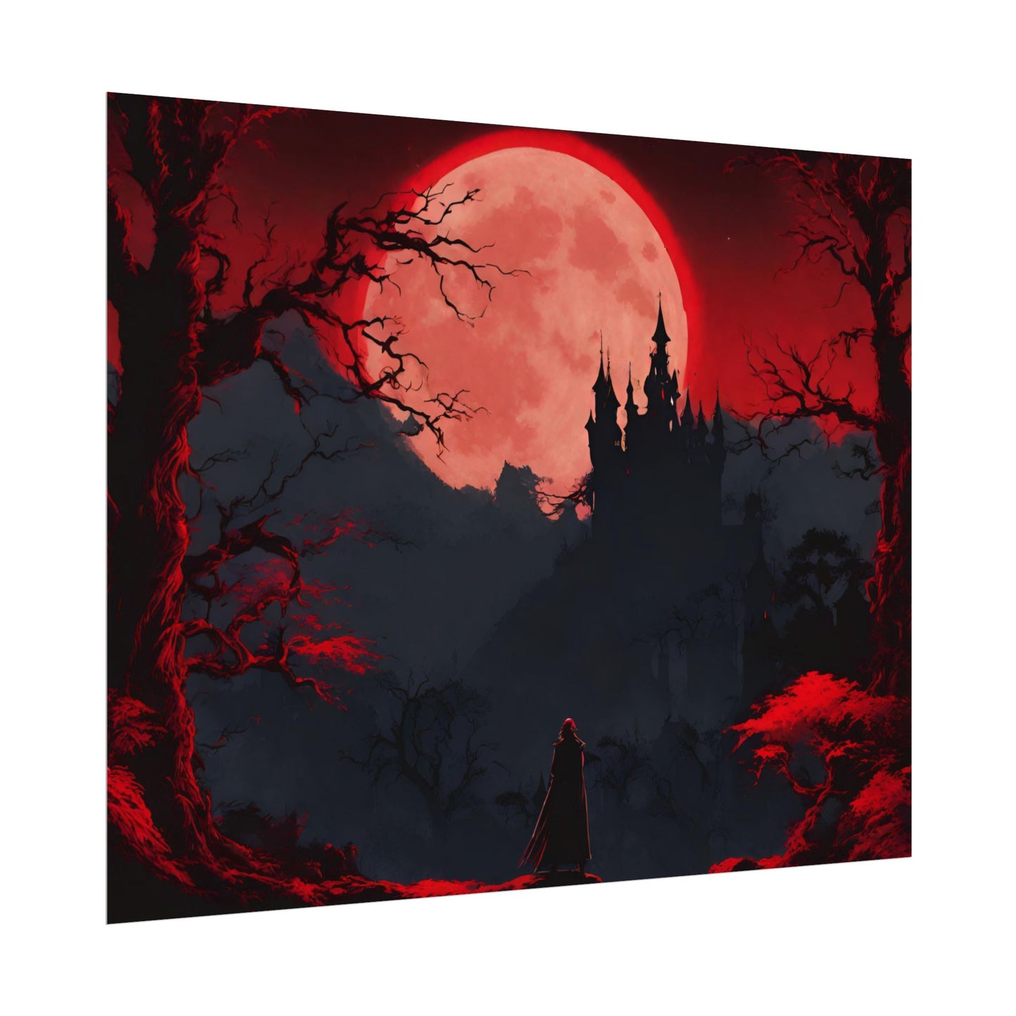 Castlevania Belmont Video Game Room Inspired Wall Decor | Cursed Ring of Lunar Blood Poster | Dracula Castle Vampire Night Wall Hanging