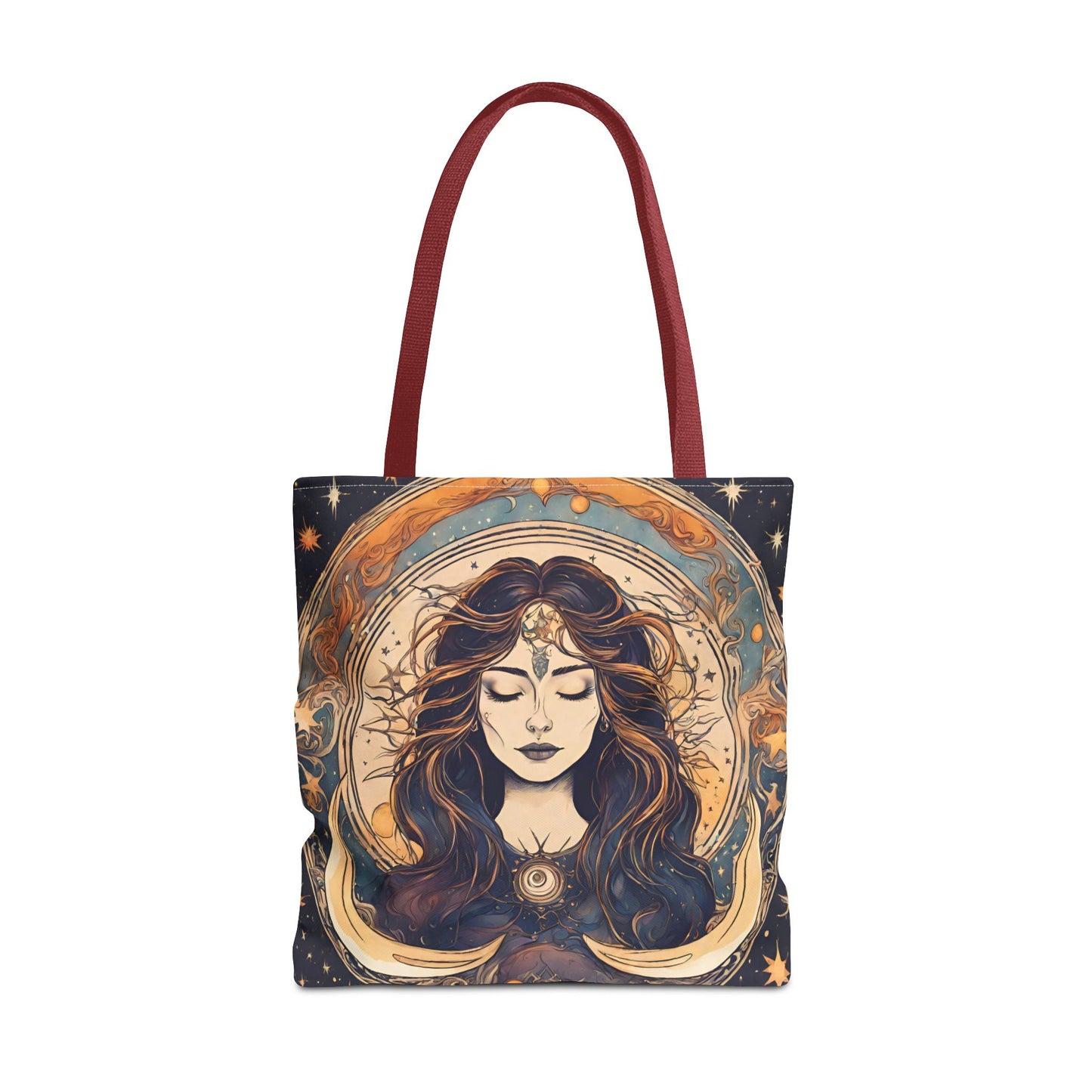 Sun & Moon Goddess Tote | Lunar Stars and Space Astronomy Grocery Bag | Wiccan Dreams Office Laptop Book Carrier | Solar System Travel Gift