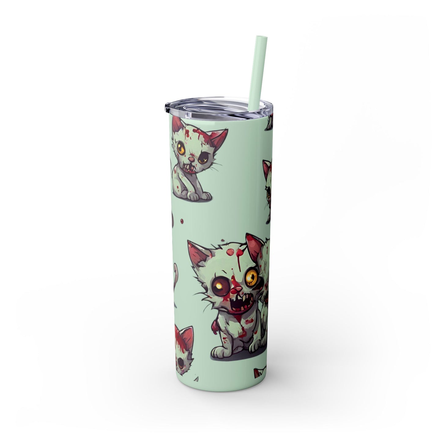 Zombie Kitties Skinny Tumbler | Mutated Kitten Zombies Insulated Cup | Furry Mutant Cats Office College School Hiking Road Drink Traveler