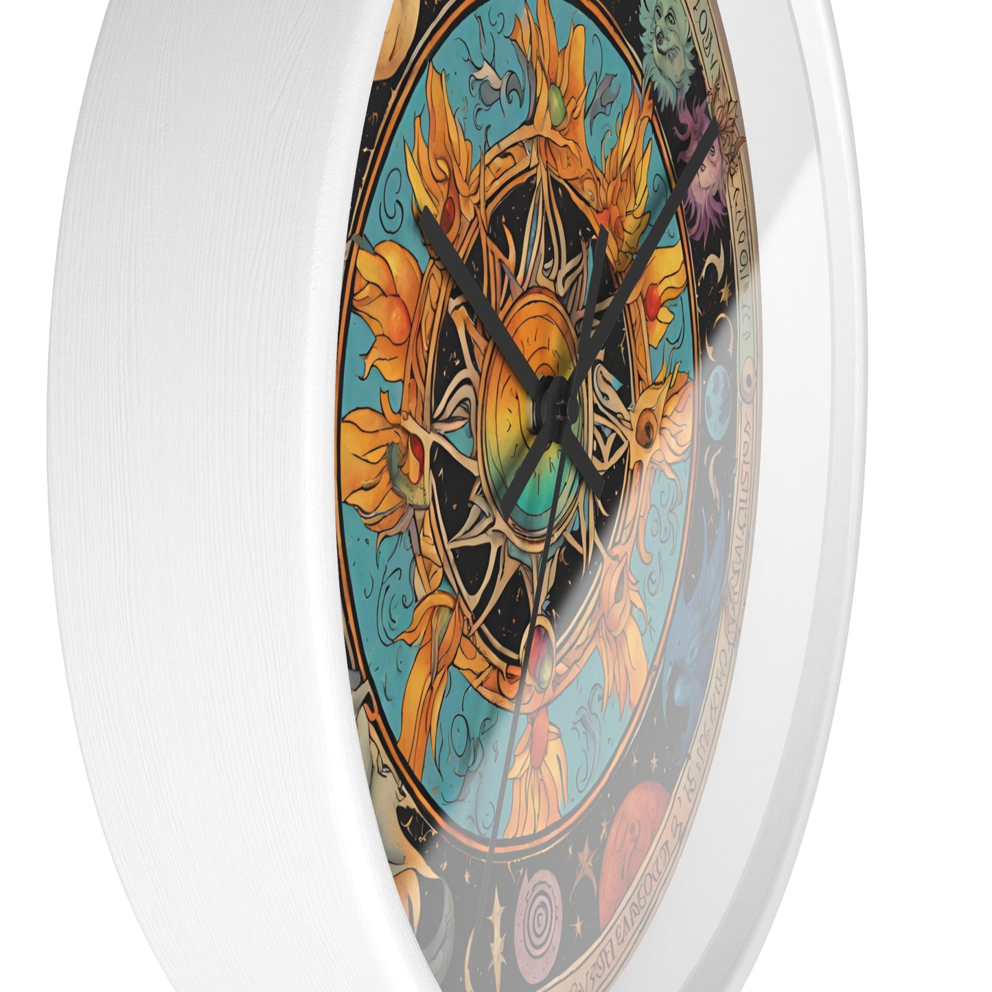 Sun Collage Wall Art Clock | Celestial Solstice Astronomy Wiccan Hanging | Comet Constellations Home Office Solar System Pagan Decor Gift
