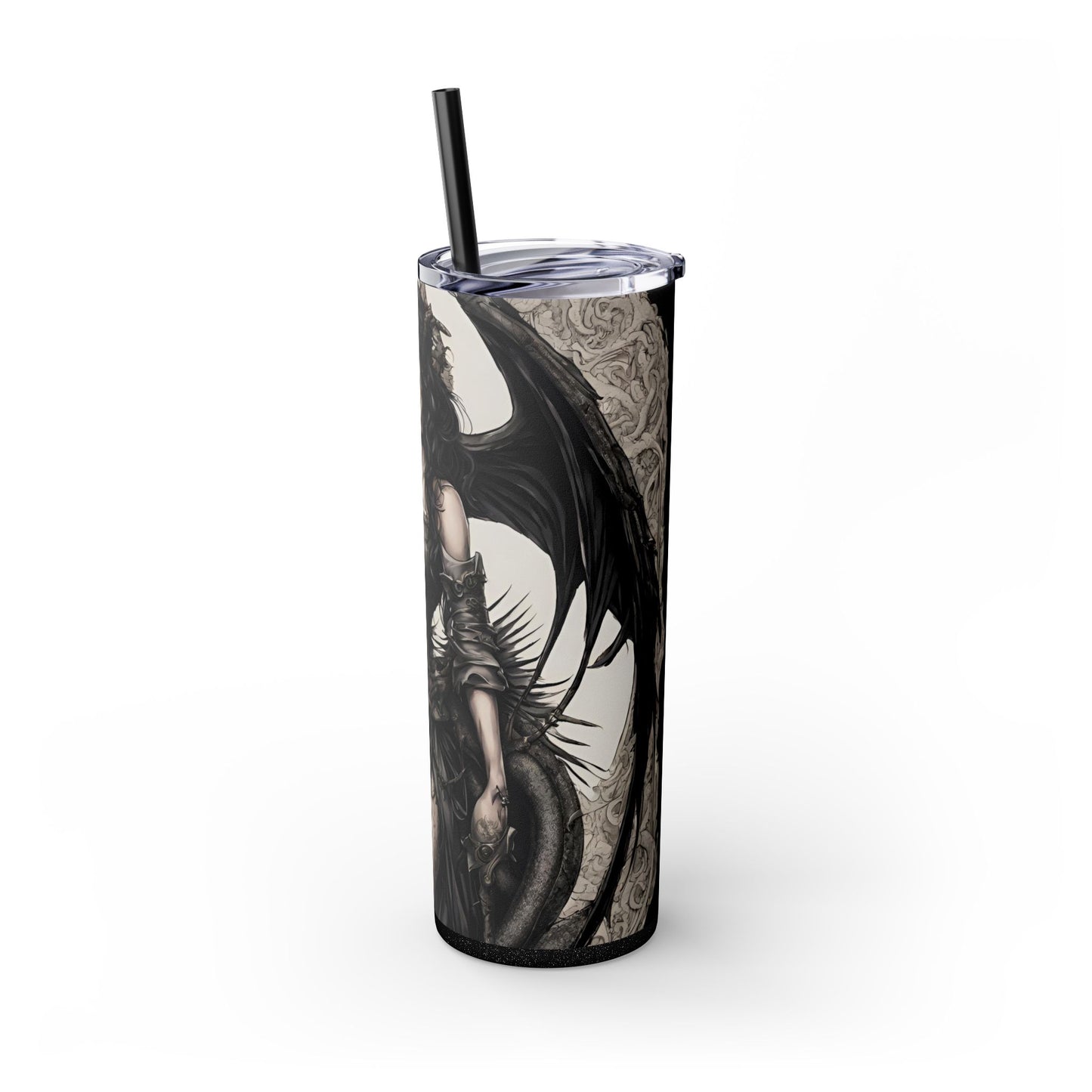 Gothic Medieval Dragon Tumbler, Beautiful Woman Morphing Drinking Traveler, Dark Fantasy Liquid Cup