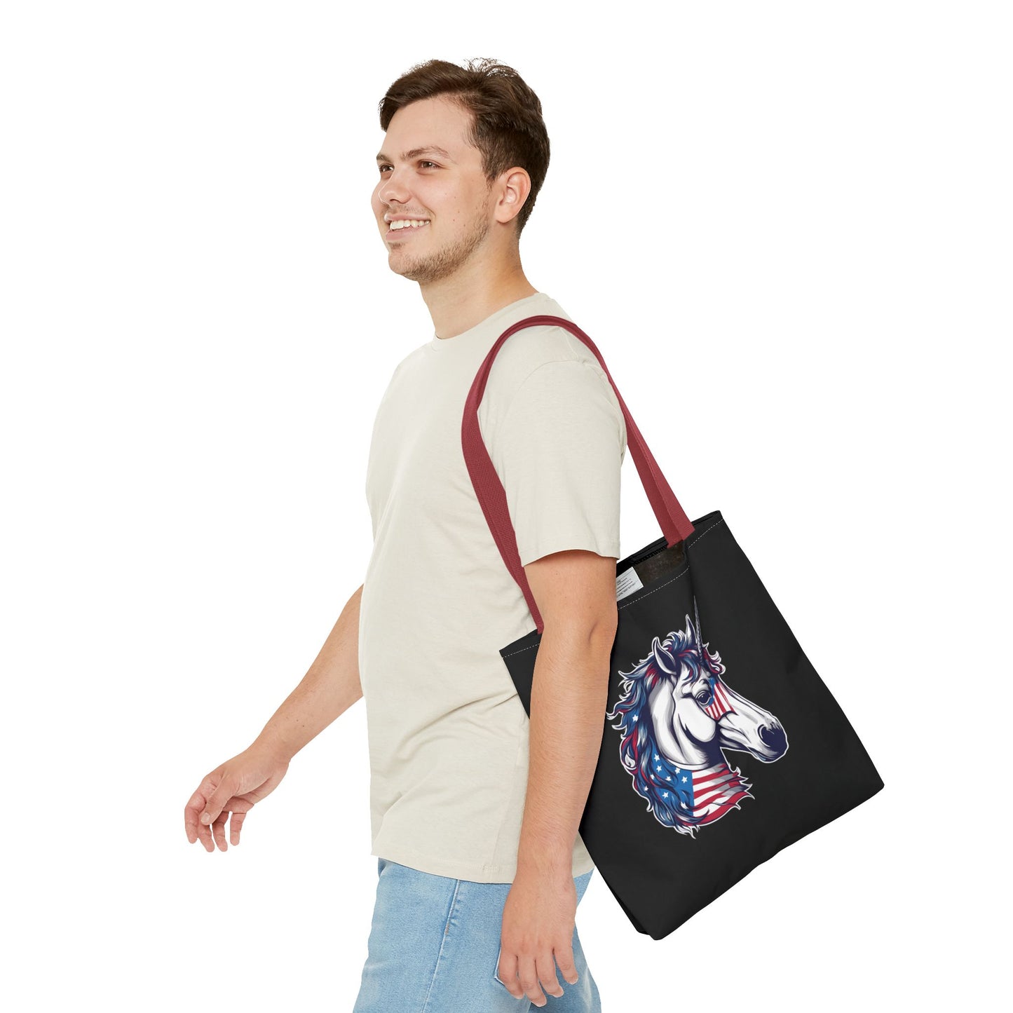 Patriotic Unicorn Gift Tote | American Flag Election Grocery Bag | United States Flag Freedom Lovers Office Travel Carrier | Patriot Sack
