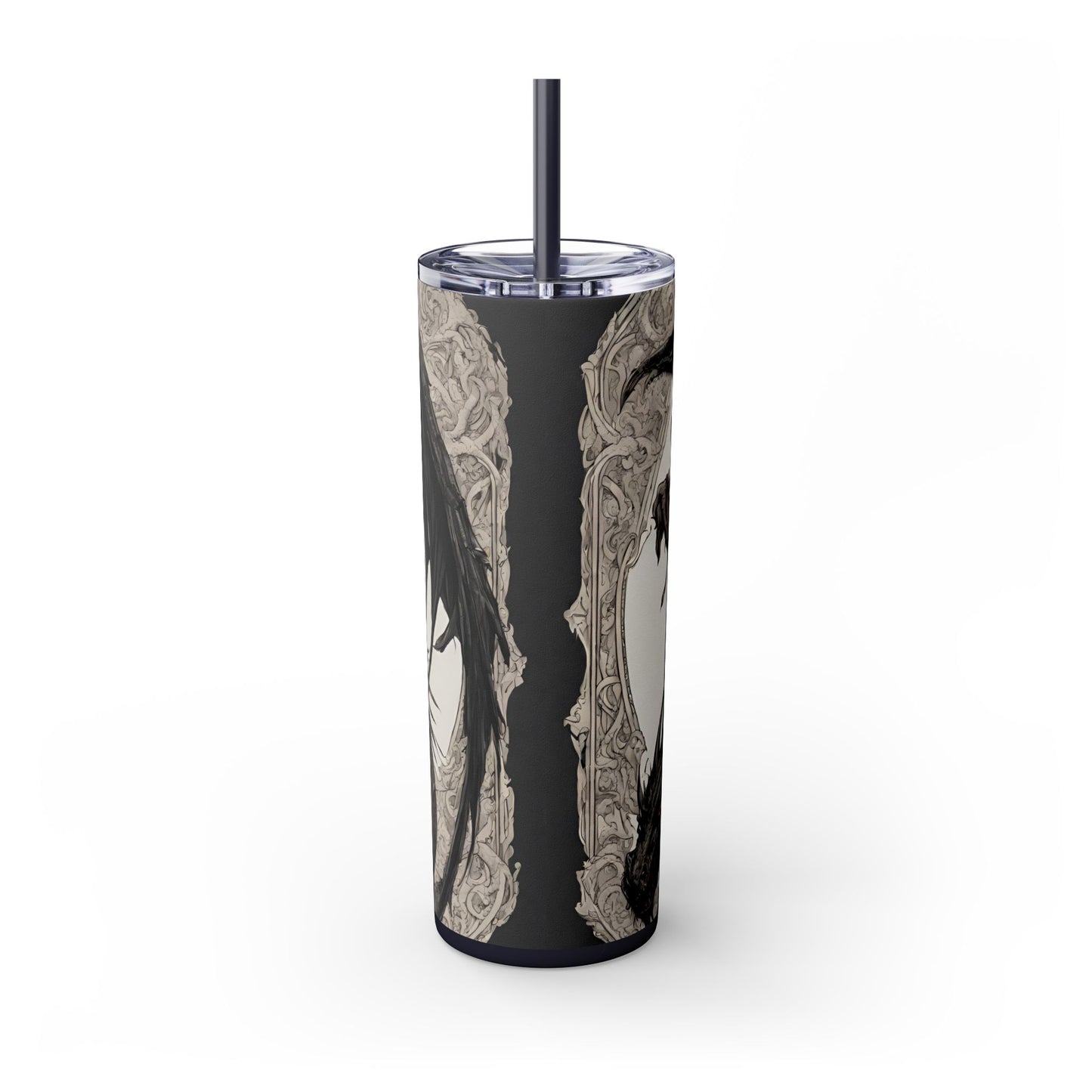 Gothic Medieval Dragon Tumbler, Beautiful Woman Morphing Drinking Traveler, Dark Fantasy Liquid Cup