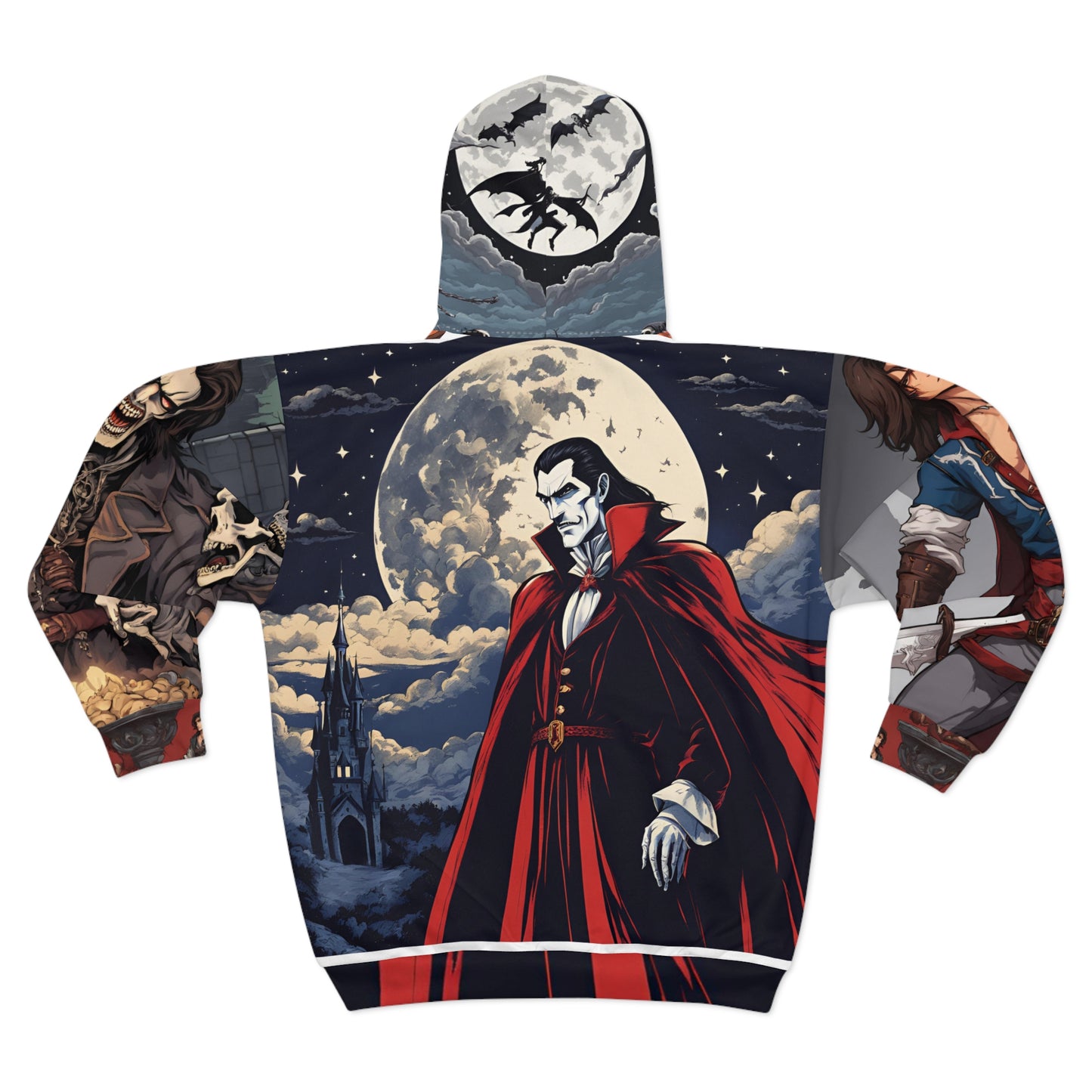 Castlevania Inspired Richter Belmont Dracula Collage Video Game Zip Hoodie, Gamer Gift, Retro Gaming Hooded Sweatshirt, Retro NES Wear