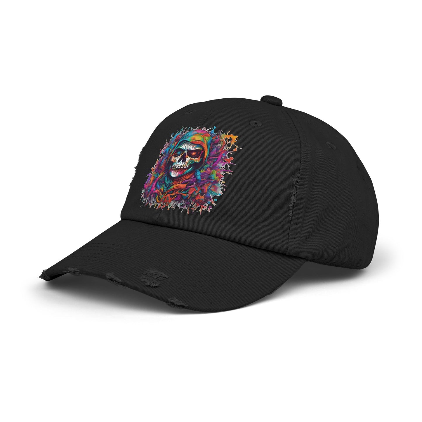 Abstract Art Unisex Cap | Masters of the Universe Inspired Hat | Rainbow Psychedelic Skull Spring Fishing Cap | Evil Scareglow Skeletor Gift