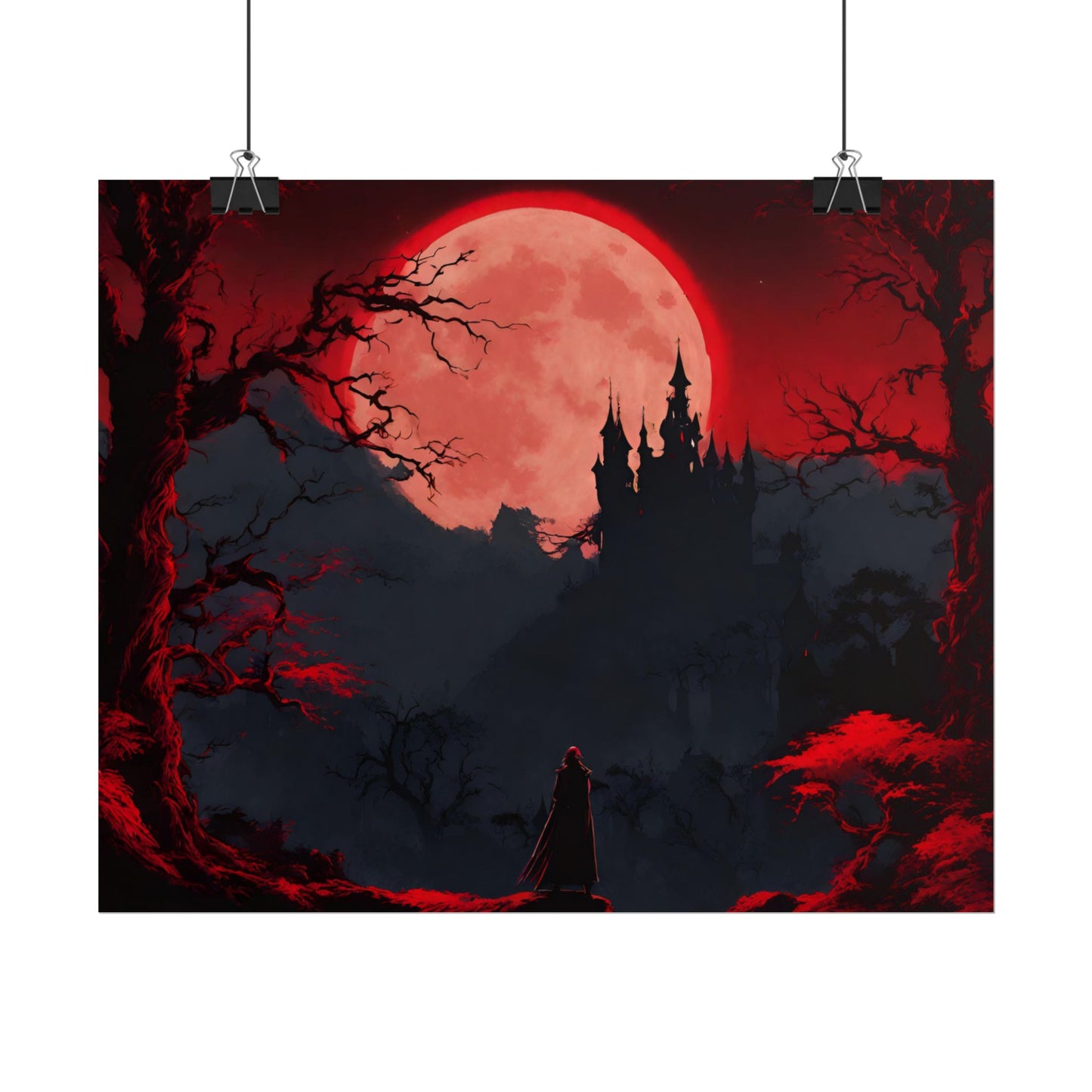 Castlevania Belmont Video Game Room Inspired Wall Decor | Cursed Ring of Lunar Blood Poster | Dracula Castle Vampire Night Wall Hanging