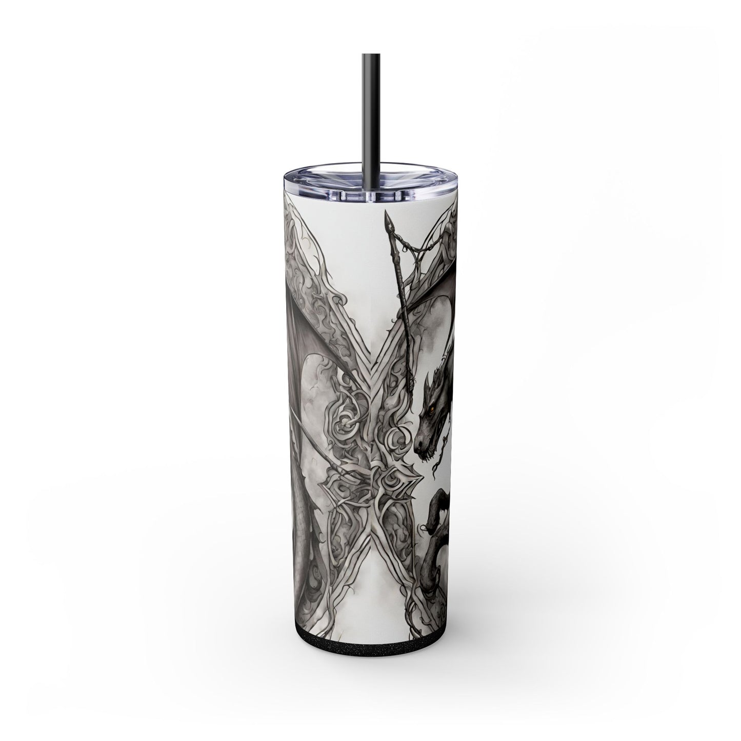 Gothic Medieval Flying Dragon Tumbler, Mutating Lizard Woman Beast Drinking Traveler, Dark Fantasy Liquid Cup