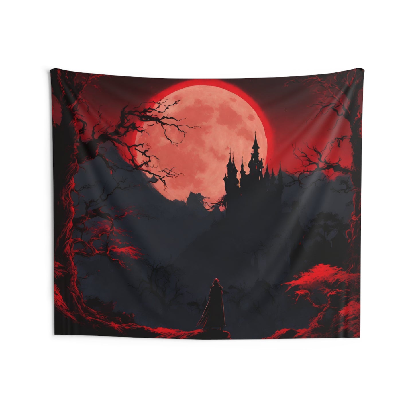 Castlevania Belmont Video Game Room Inspired Art Tapestry | Cursed Ring of Lunar Blood Wall Decor | Dracula Castle Vampire Gamer Gift