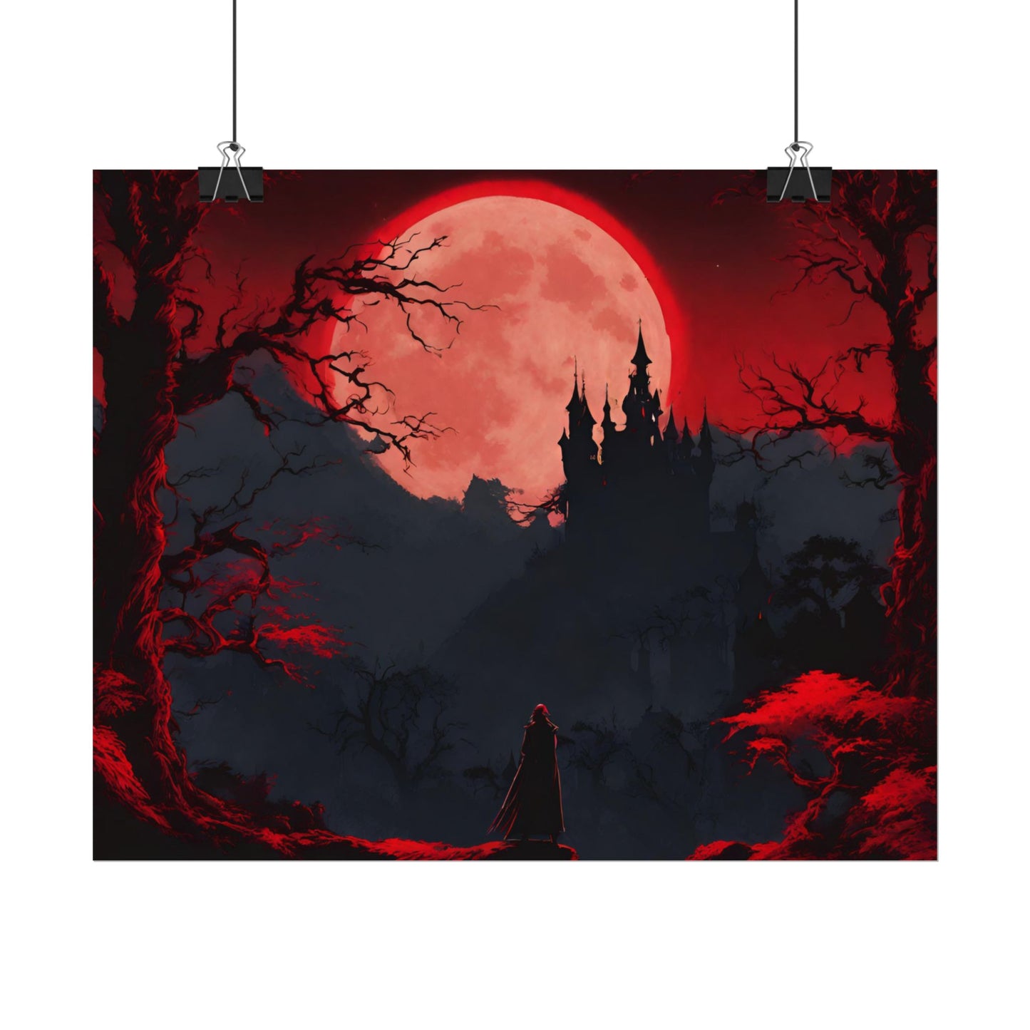 Castlevania Belmont Video Game Room Inspired Wall Decor | Cursed Ring of Lunar Blood Poster | Dracula Castle Vampire Night Wall Hanging