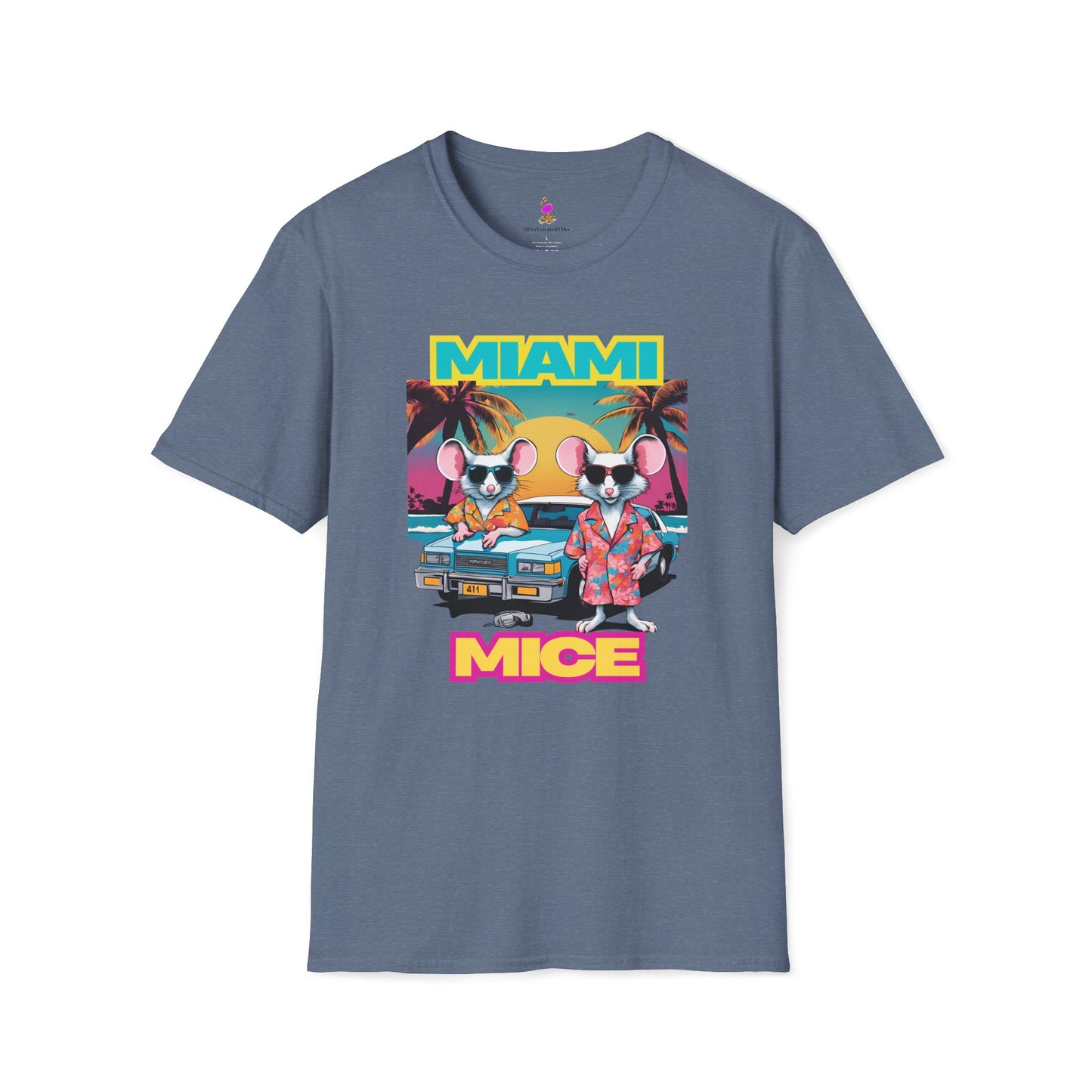 Miami Vice 80s TV Spoof T-Shirt, Funny Miami Mice Parody Shirt, Television Humor Tee, Unisex Softstyle Top, Retro Series Graphic Tee