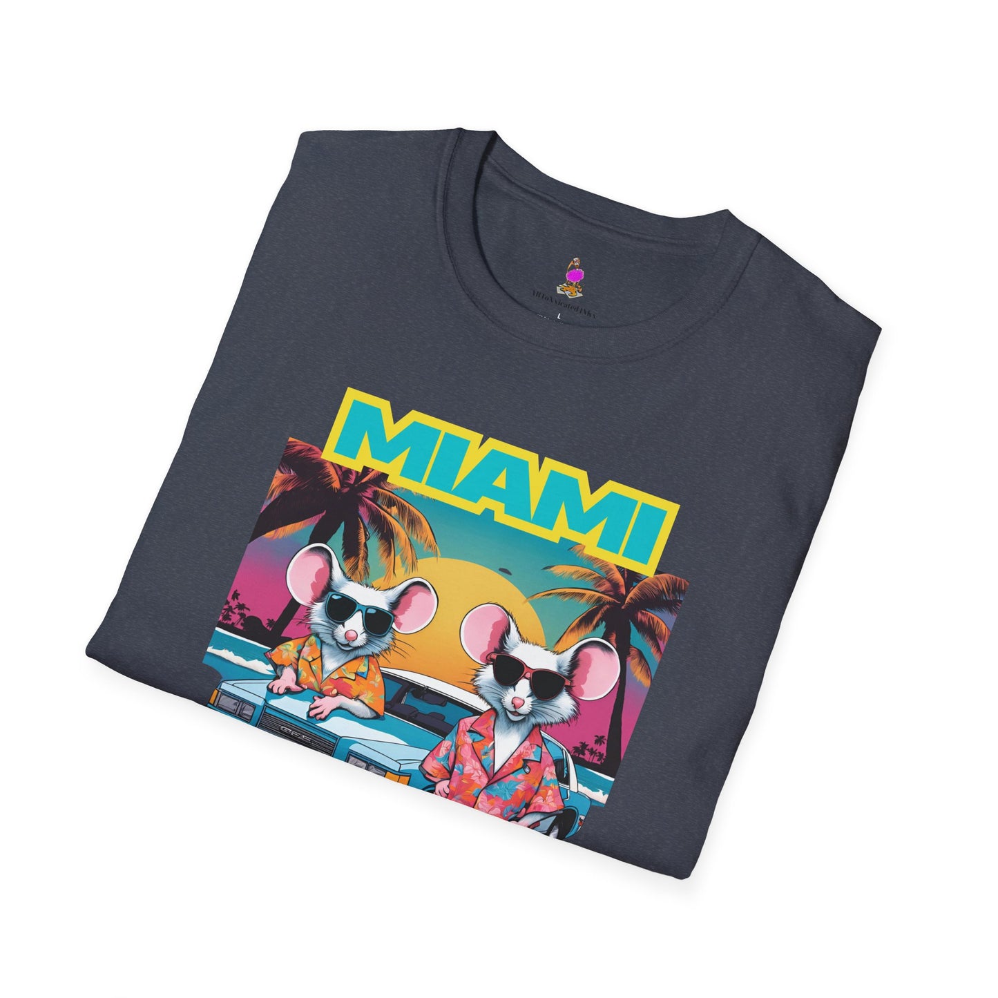 Miami Vice 80s TV Spoof T-Shirt, Funny Miami Mice Parody Shirt, Television Humor Tee, Unisex Softstyle Top, Retro Series Graphic Tee
