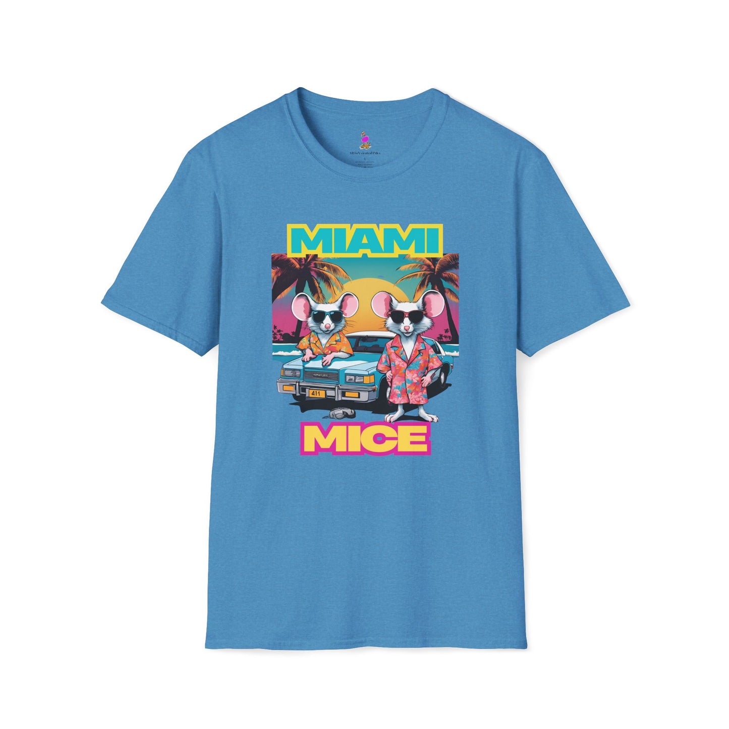 Miami Vice 80s TV Spoof T-Shirt, Funny Miami Mice Parody Shirt, Television Humor Tee, Unisex Softstyle Top, Retro Series Graphic Tee