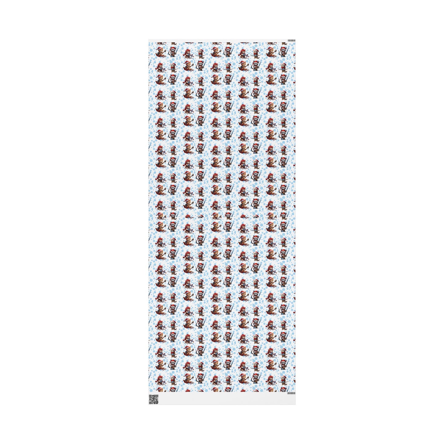 Christmas Wrapping Paper Kitten Warriors Snow Cats White Blue Red Santa Hats Snowflakes Presents Gift Wrap Holiday Gift Wrap Roll