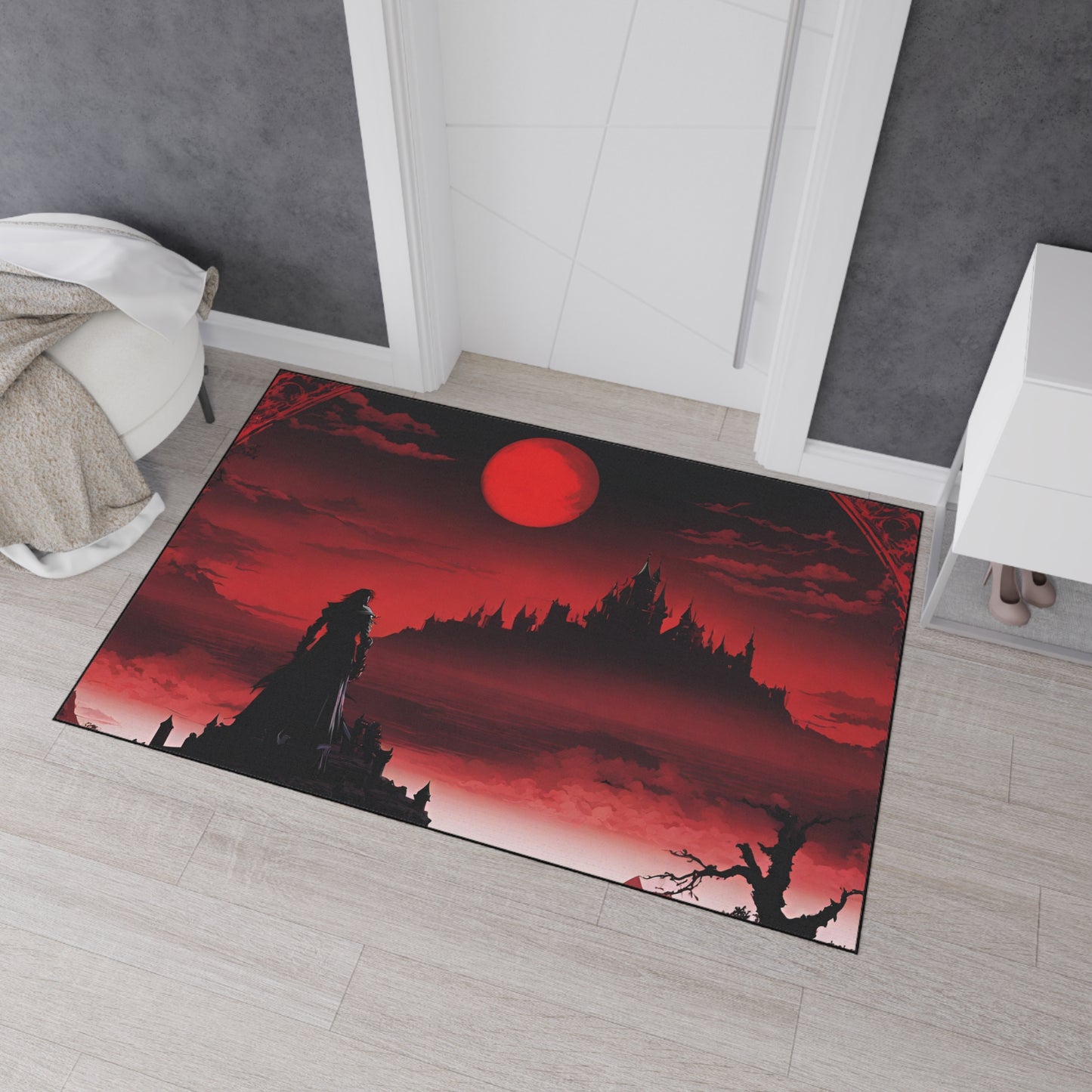 Castlevania Belmont Video Game Inspired Floor Mat | Death and Terror Await in the Dark of Night Bathroom Decor | Dracula Door Entry Gift