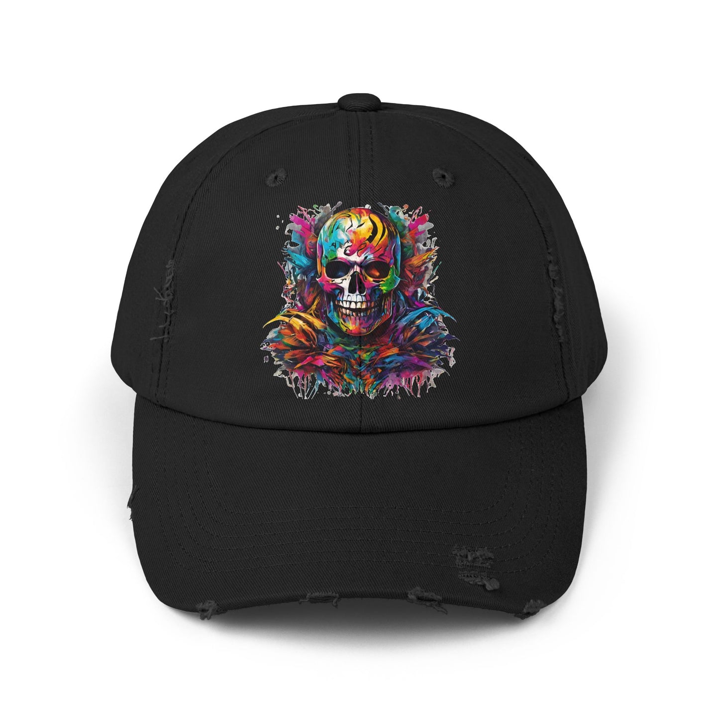 Abstract Art Unisex Cap | Masters of the Universe Inspired Hat | Rainbow Psychedelic Skull Spring Fishing Cap | Evil Scareglow Skeletor Gift