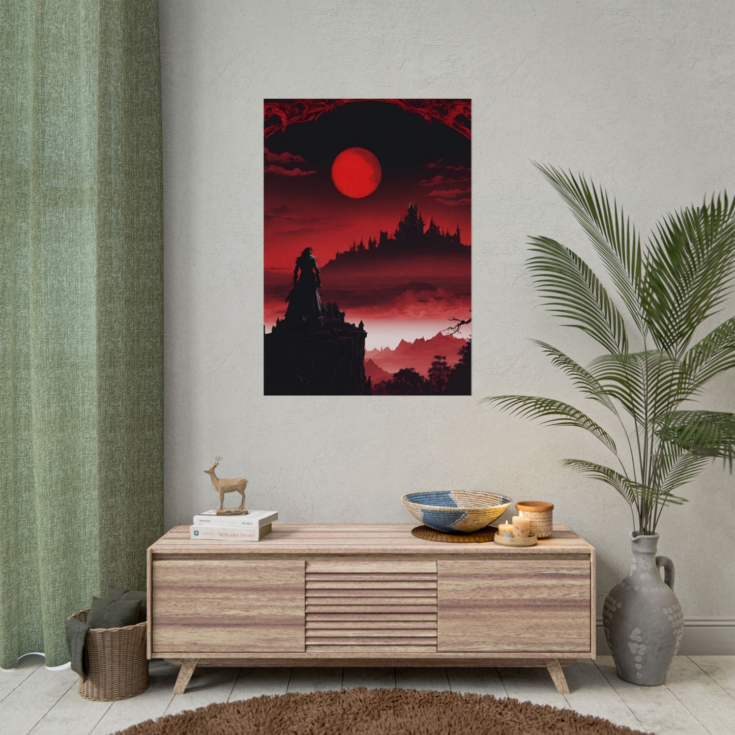 Castlevania Belmont Video Game Room Wall Decor | What A Horrible Night to Traverse the Darkness Art | Dracula Castle Vampire Wall Hanging