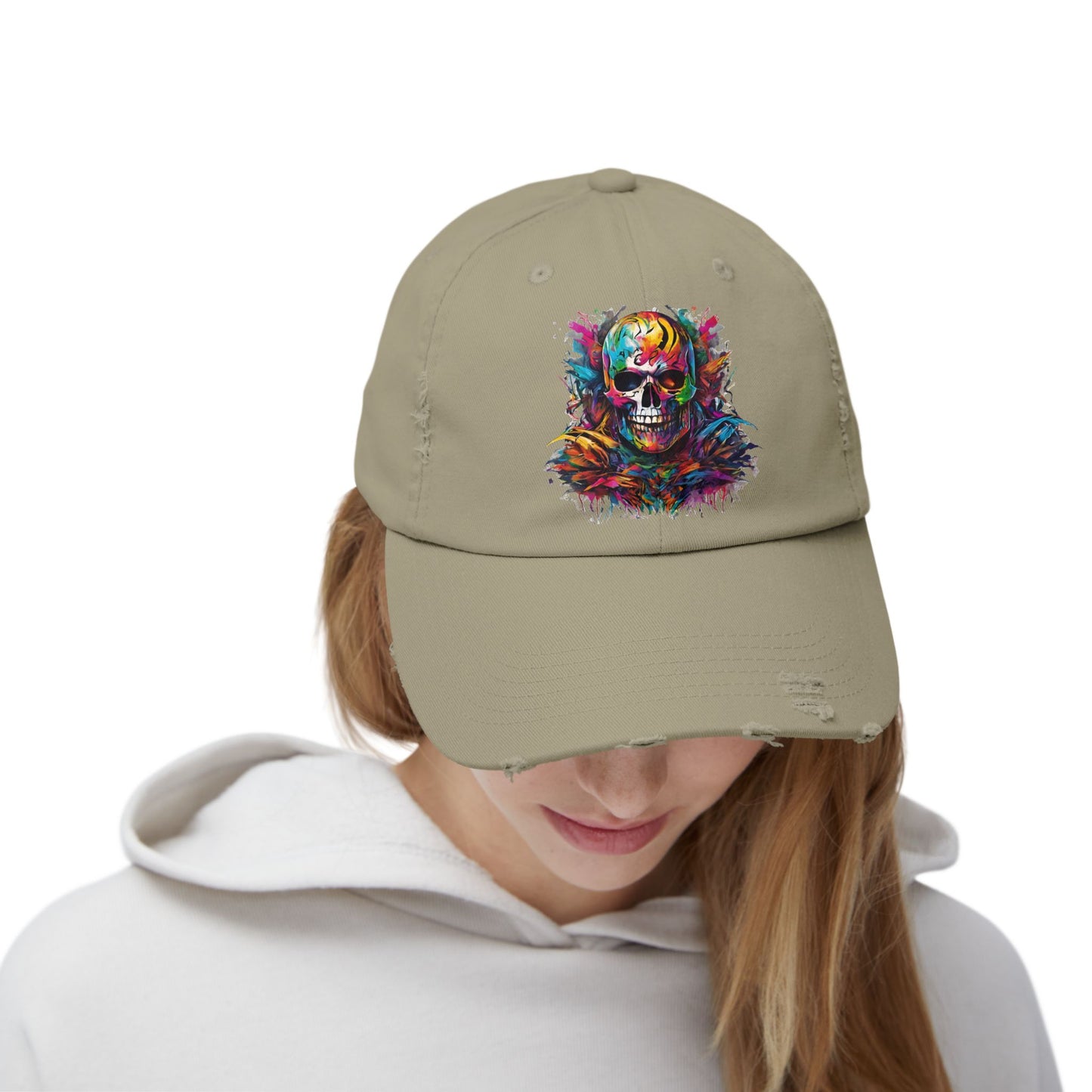 Abstract Art Unisex Cap | Masters of the Universe Inspired Hat | Rainbow Psychedelic Skull Spring Fishing Cap | Evil Scareglow Skeletor Gift