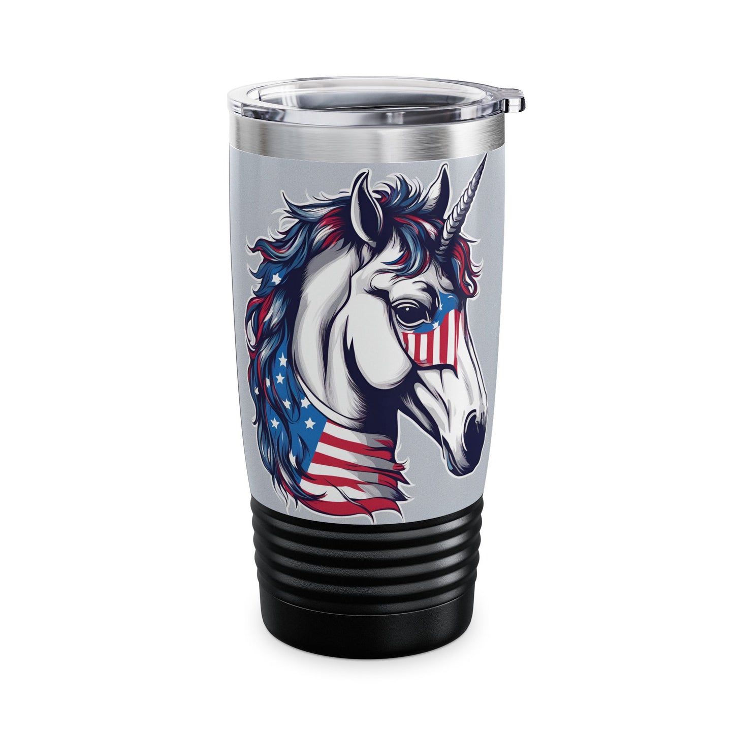 Patriotic Unicorn Tumbler | American Flag Election Traveler | United States Flag Patriot Veteran Gift | Freedom Loving Horse Road Drink Cup