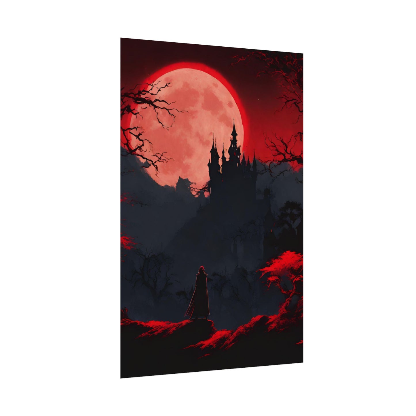 Castlevania Belmont Video Game Room Inspired Wall Decor | Cursed Ring of Lunar Blood Poster | Dracula Castle Vampire Night Wall Hanging