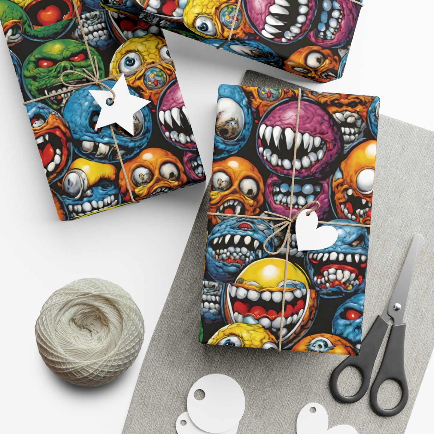 Retro Birthday Wrap | Vintage 80s Toys Madballs Inspired Gift Paper | Saturday Morning Cartoon 1980s Lover Party Wrapping | Special Occasion