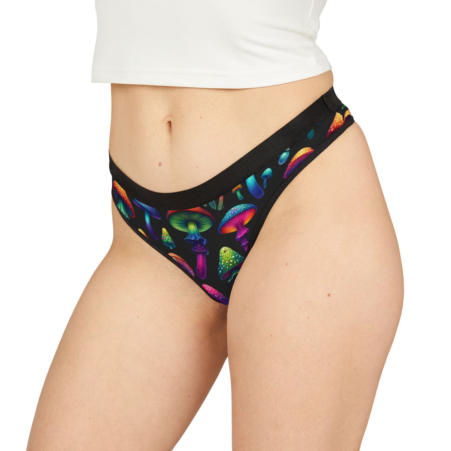 Wild Trippy Mushrooms Women's Thong, Psychedelic Underwear, Colorful Lingerie, Fun Intimates, Unique Panties