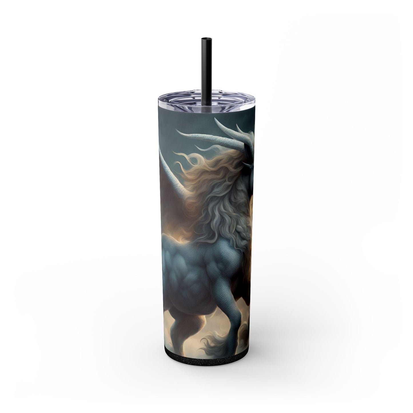 Majestic Myths Skinny Tumbler | Pegasus Horned Winged Horse Drinking Cup | Sky Cloud Fantasy Road Trip Exercise Traveler | Auto Gift