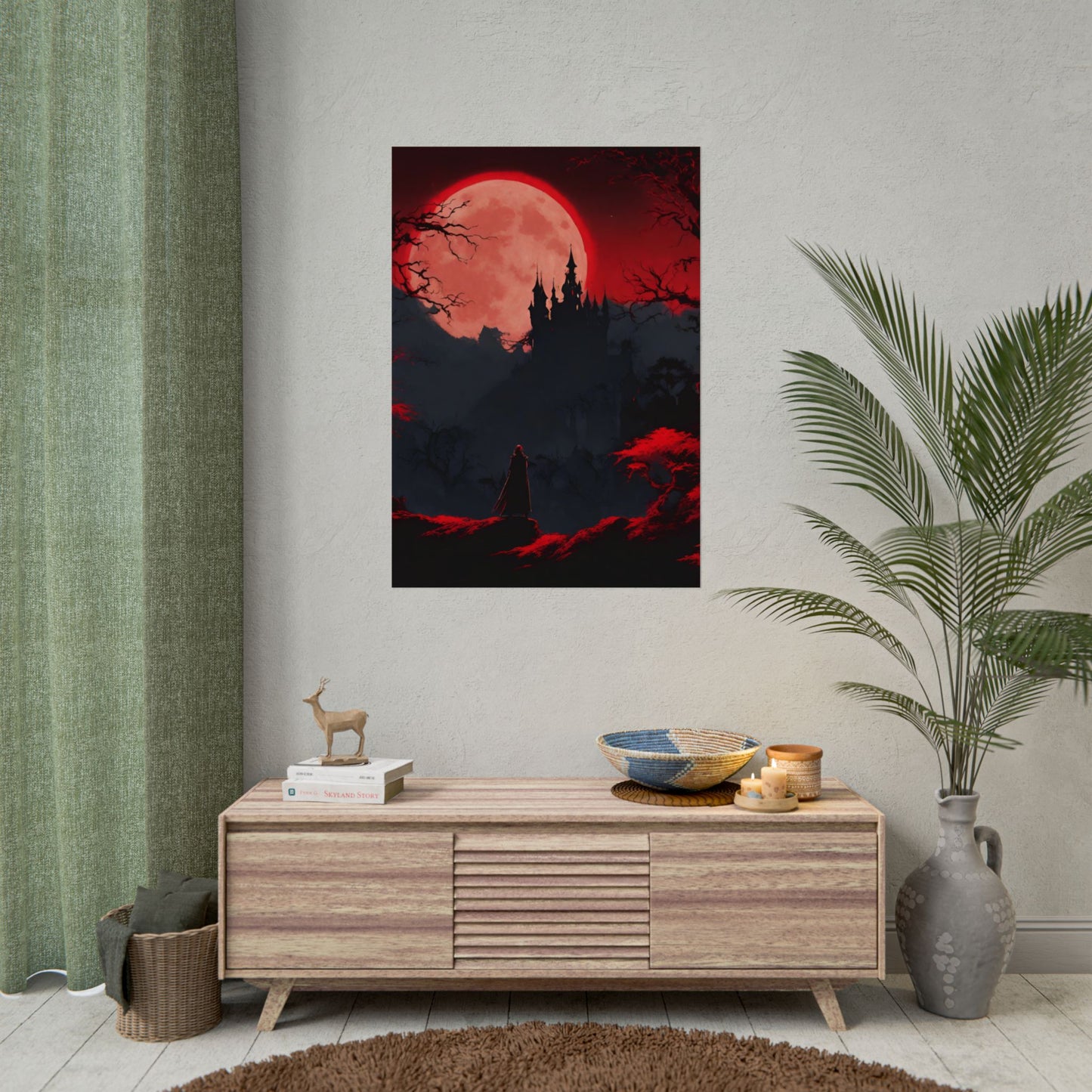 Castlevania Belmont Video Game Room Inspired Wall Decor | Cursed Ring of Lunar Blood Poster | Dracula Castle Vampire Night Wall Hanging