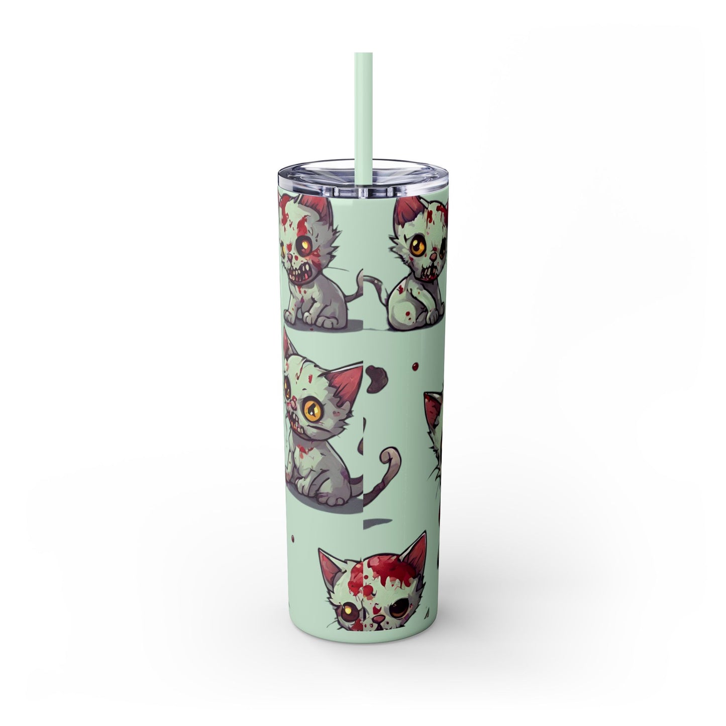 Zombie Kitties Skinny Tumbler | Mutated Kitten Zombies Insulated Cup | Furry Mutant Cats Office College School Hiking Road Drink Traveler