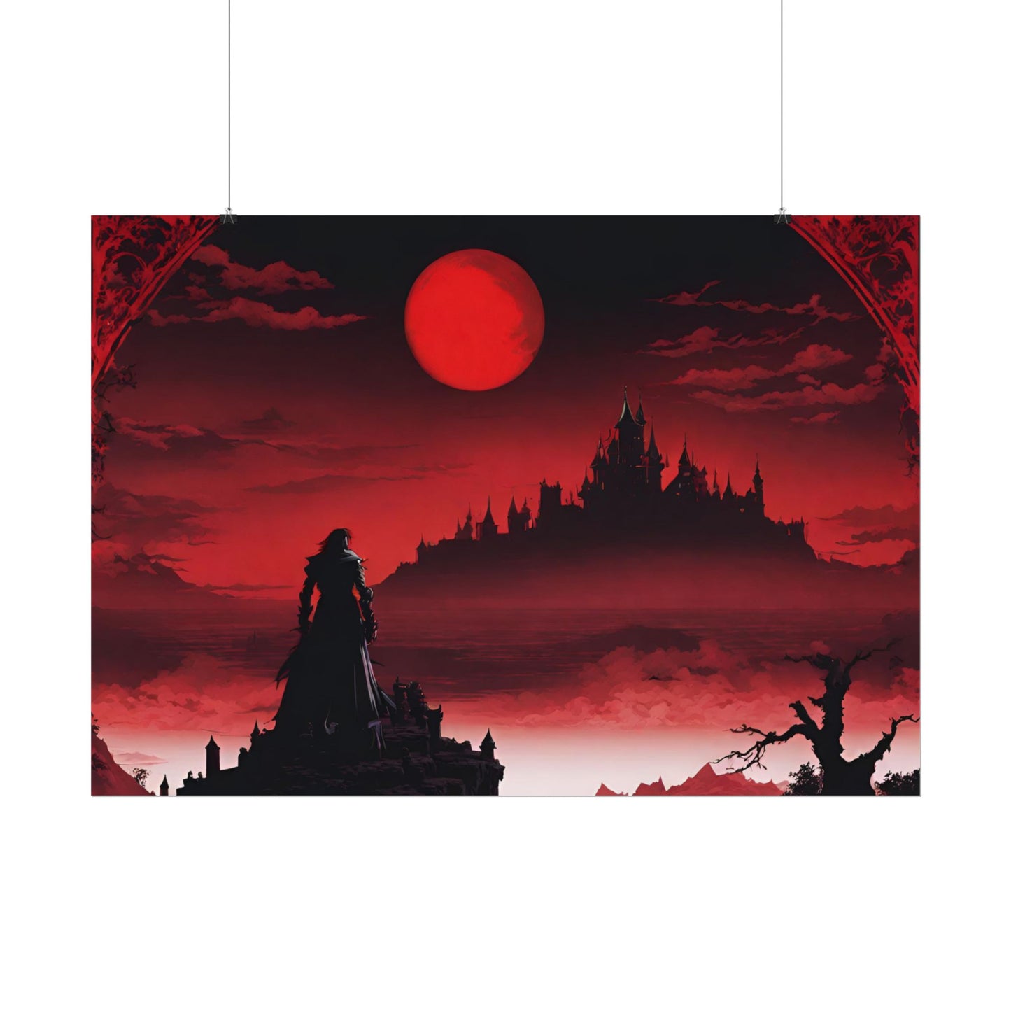 Castlevania Belmont Video Game Room Wall Decor | What A Horrible Night to Traverse the Darkness Art | Dracula Castle Vampire Wall Hanging