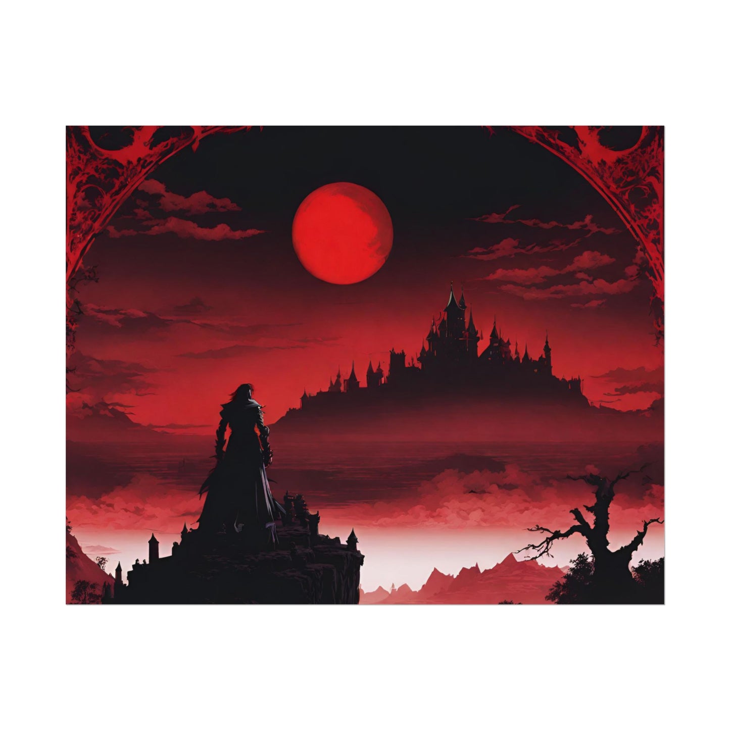 Castlevania Belmont Video Game Room Wall Decor | What A Horrible Night to Traverse the Darkness Art | Dracula Castle Vampire Wall Hanging