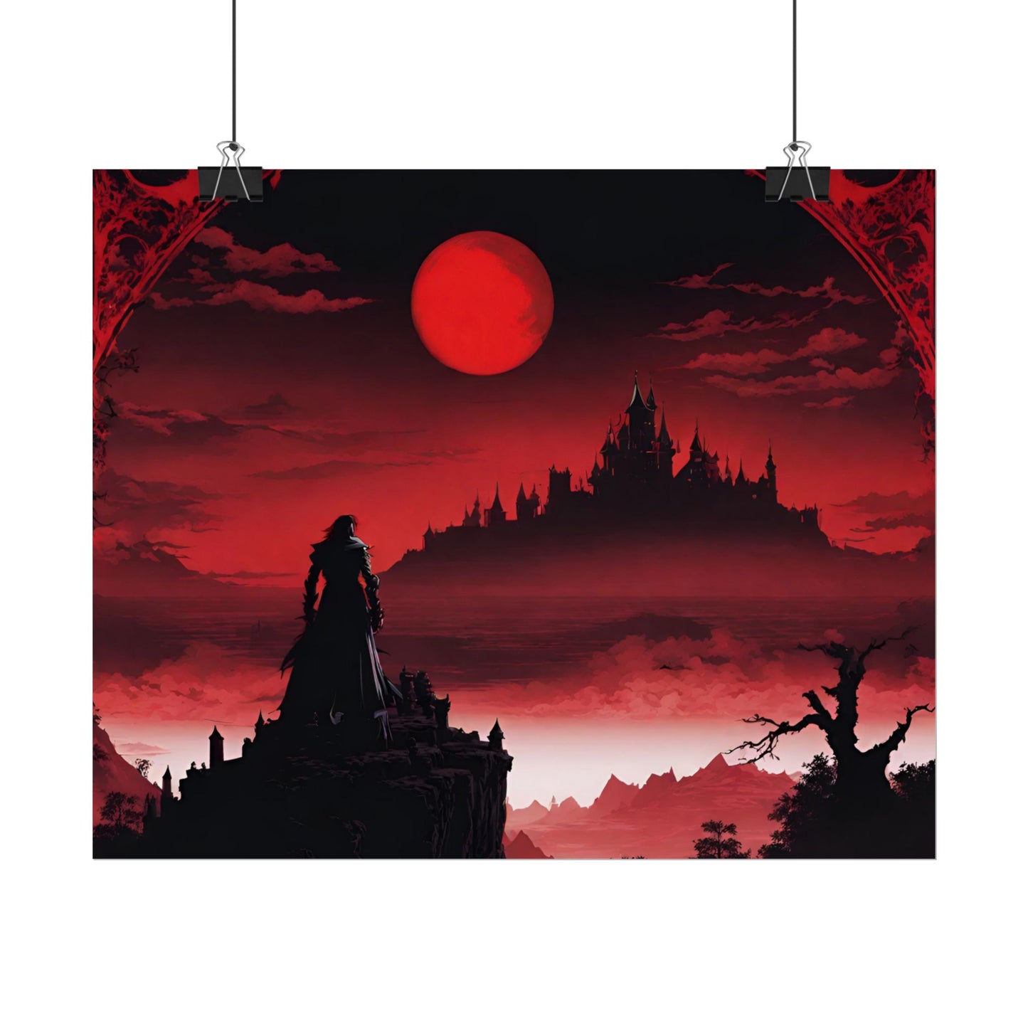 Castlevania Belmont Video Game Room Wall Decor | What A Horrible Night to Traverse the Darkness Art | Dracula Castle Vampire Wall Hanging