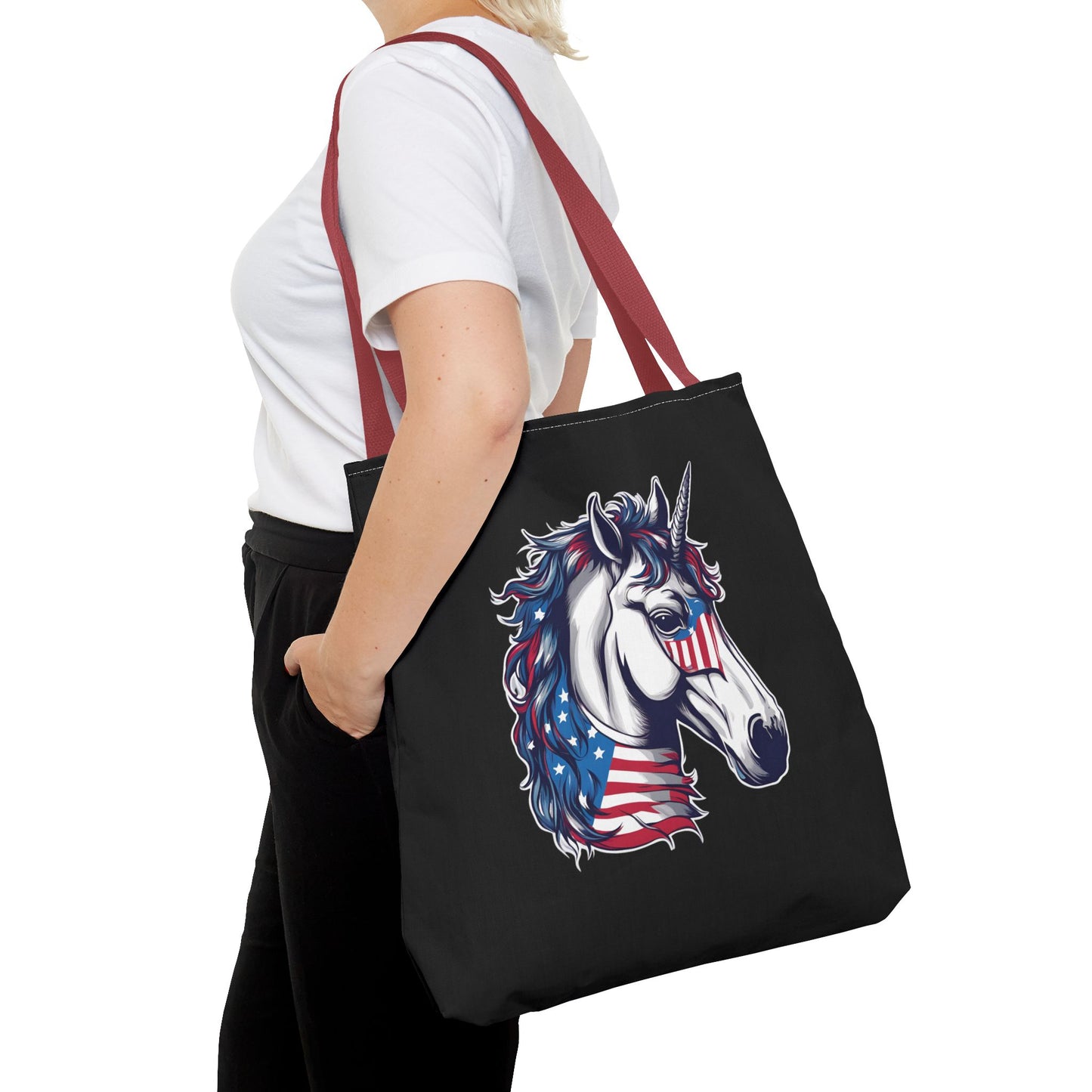 Patriotic Unicorn Gift Tote | American Flag Election Grocery Bag | United States Flag Freedom Lovers Office Travel Carrier | Patriot Sack