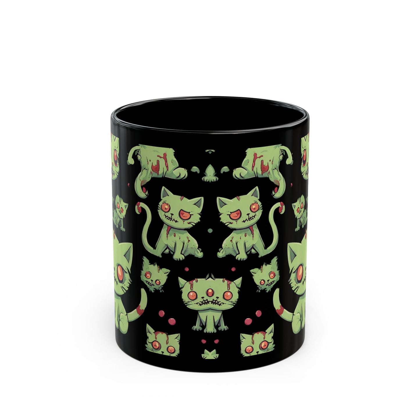 Zombie Cat Coffee Mug Gift, Cute Walking Dead Undead Kittens Tea or Cocoa Cup, Kids or Adults Home Work Office Morning Caffeine Mug