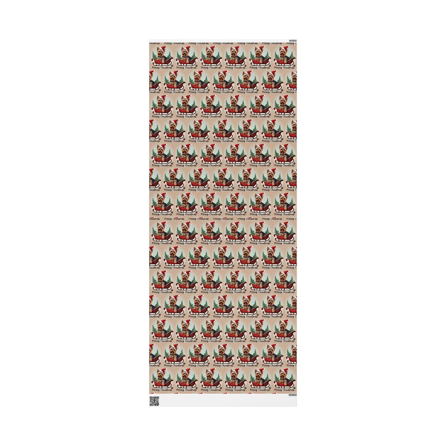 Dog Christmas Wrapping Paper, Yorkshire Terrier Sled Xmas Wrap, Santa Hat Yorkie Gift Wrap, Holiday Gift Wrap Roll