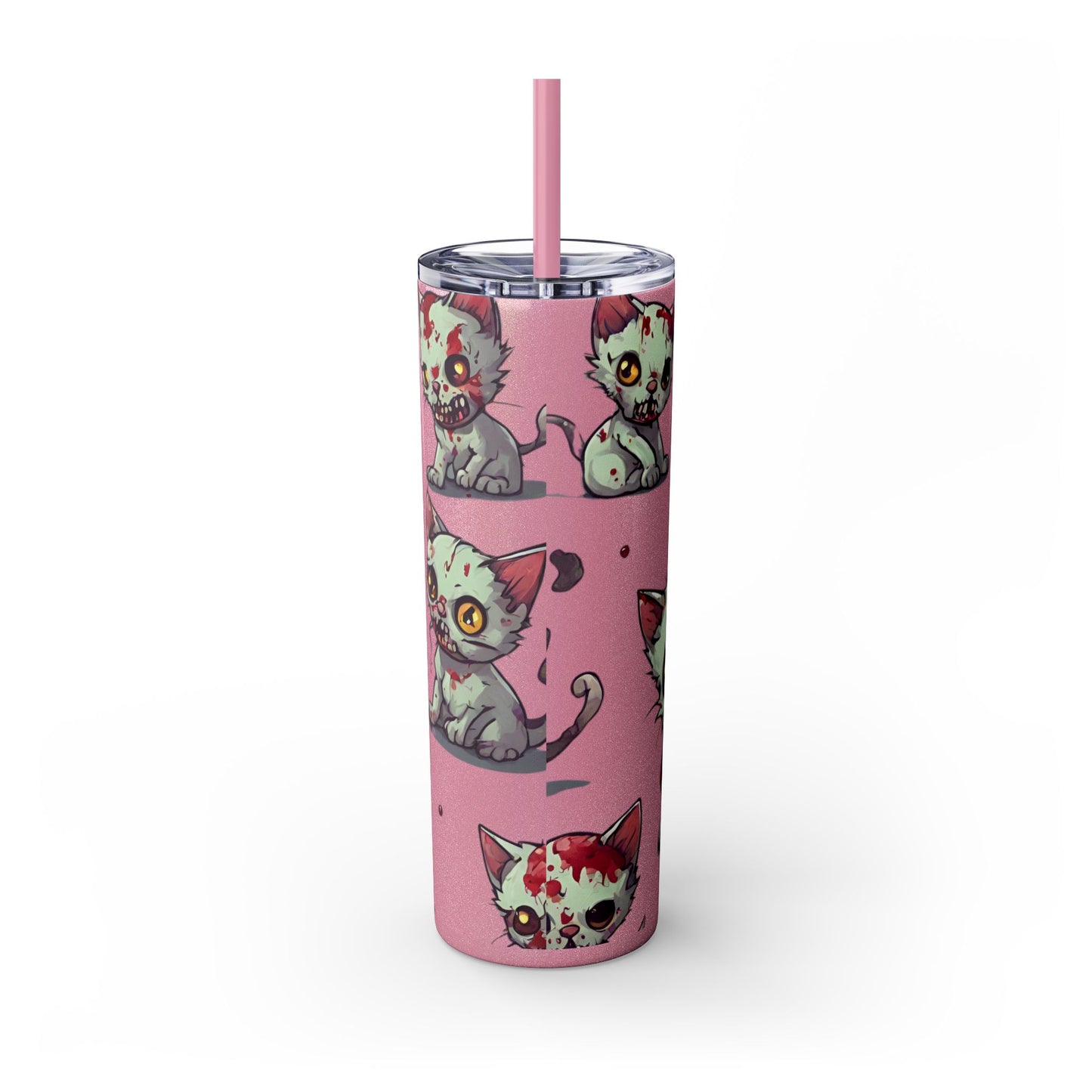 Zombie Kitties Skinny Tumbler | Mutated Kitten Zombies Insulated Cup | Furry Mutant Cats Office College School Hiking Road Drink Traveler